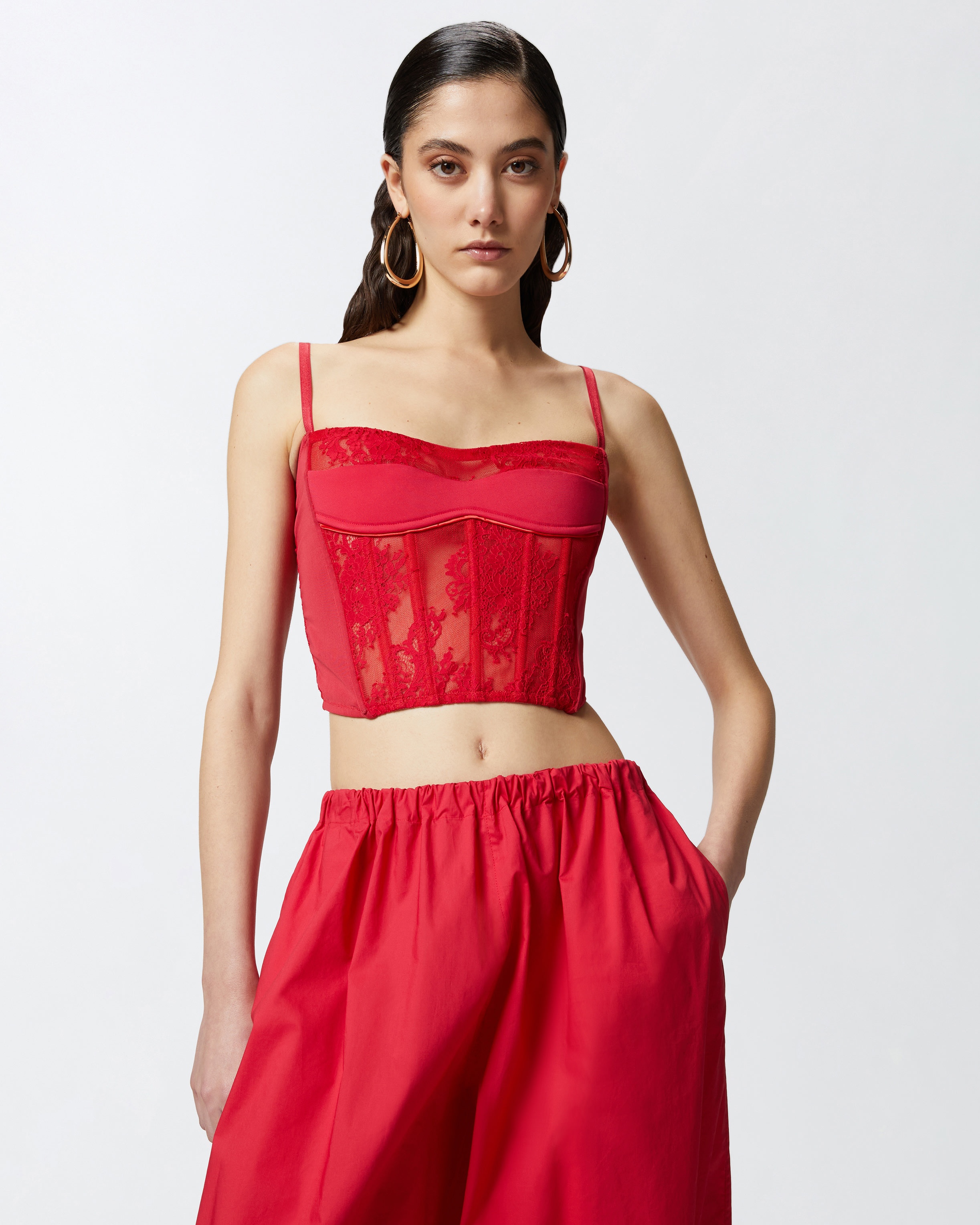 LACE BUSTIER WITH THIN SHOULDER STRAPS - 2