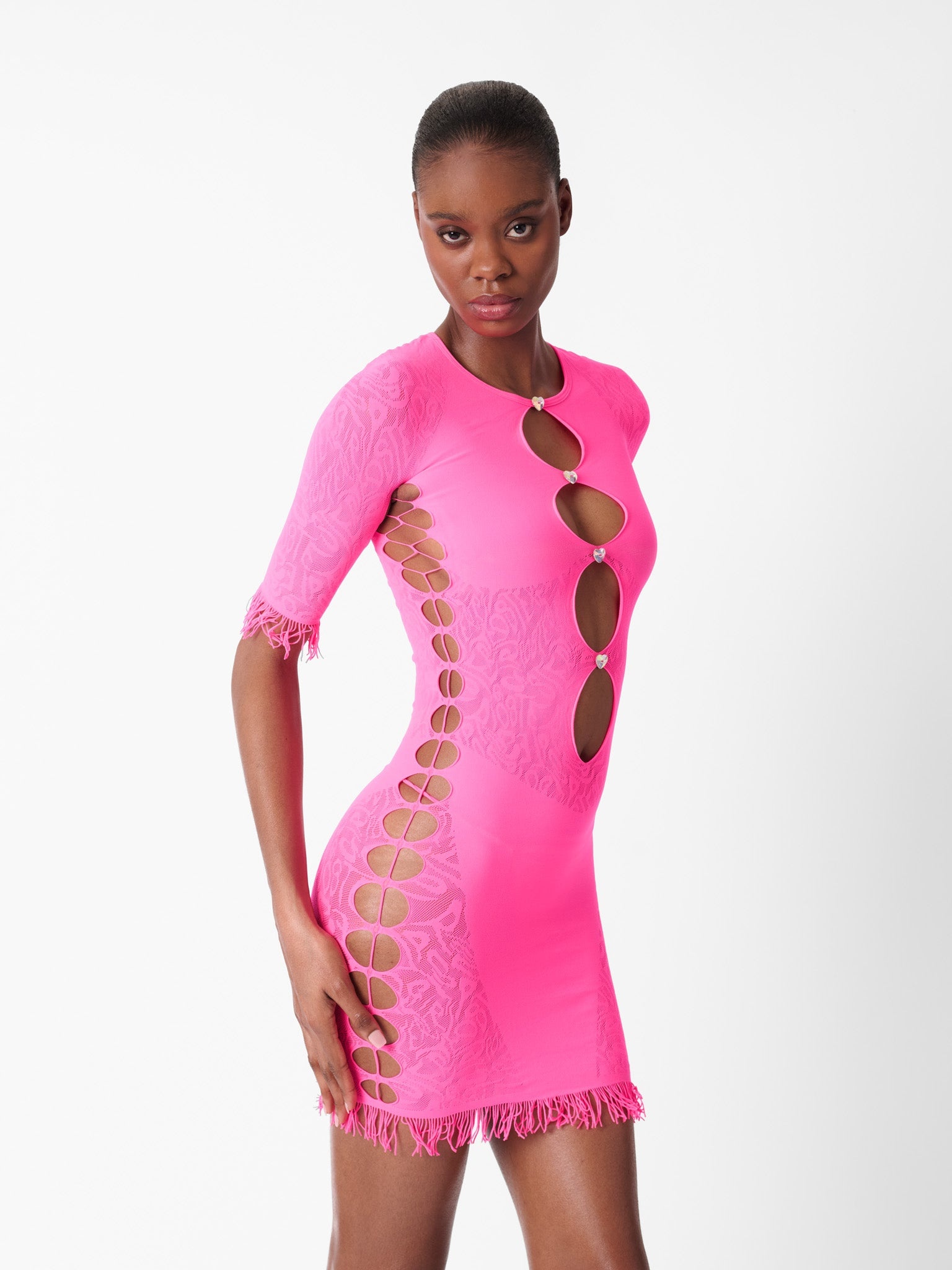 MIRANDA DRESS IN SHOCKING PINK - 3