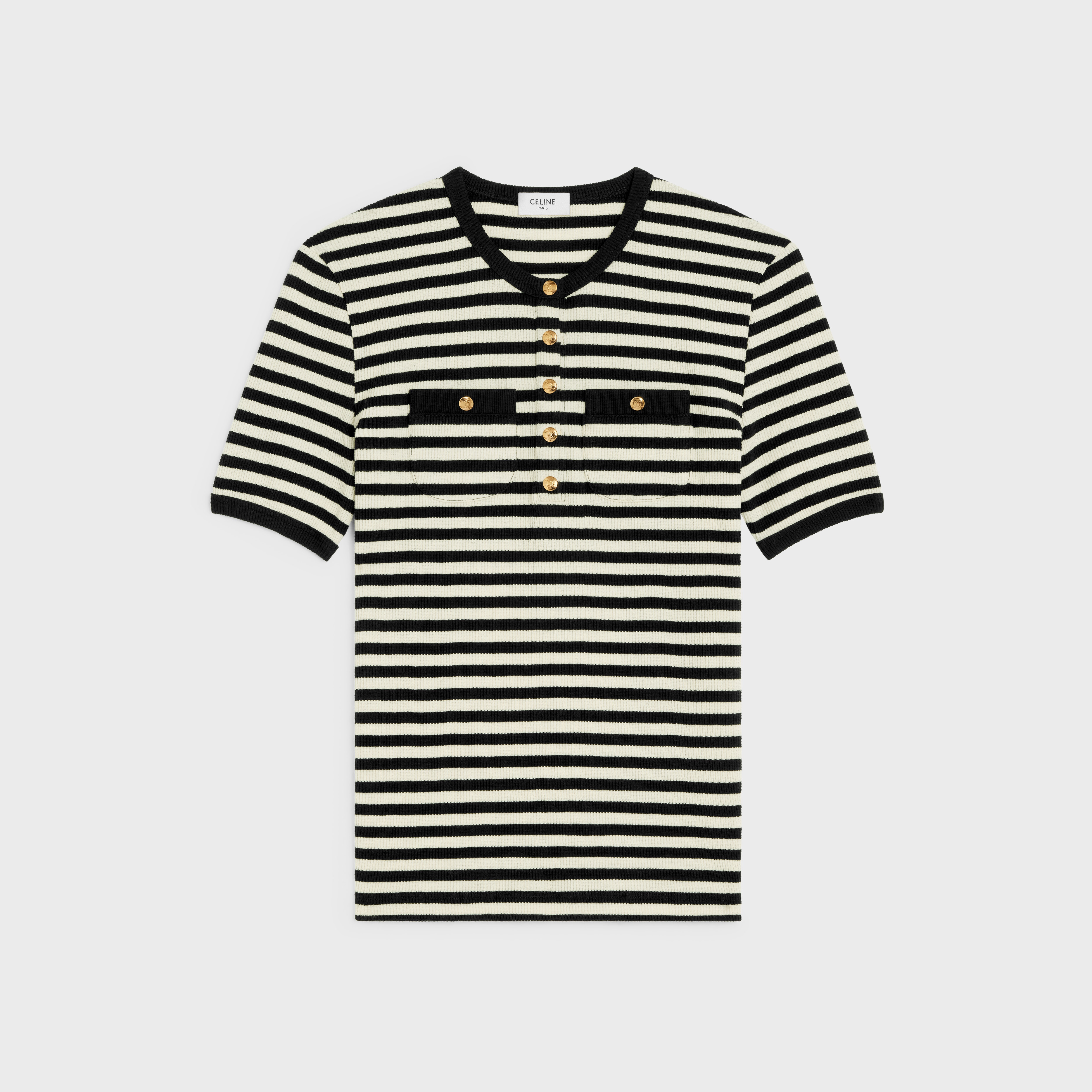 CELINE Marinière T-shirt in ribbed cotton jersey