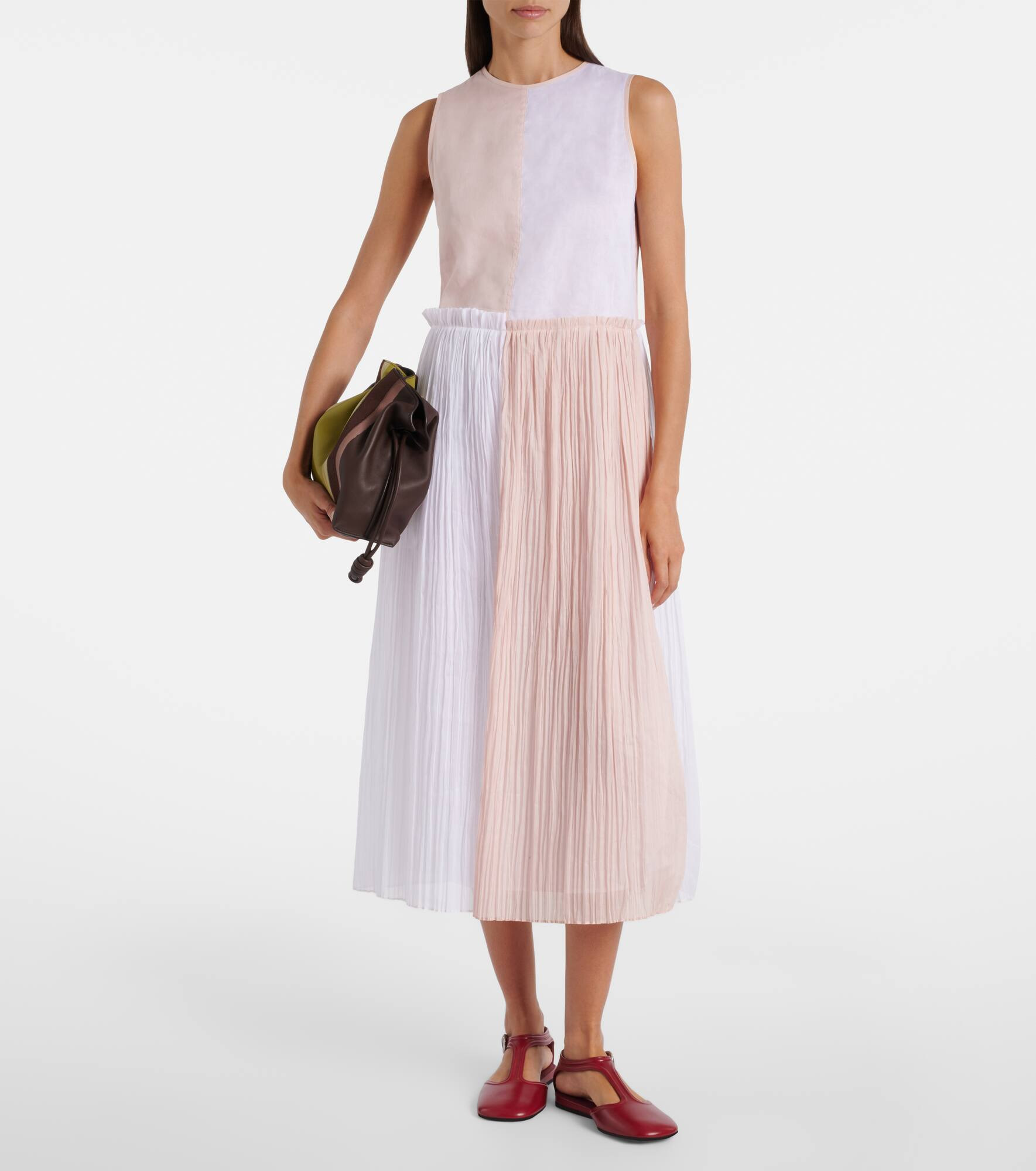 Pleated cotton organza muslin midi dress - 2