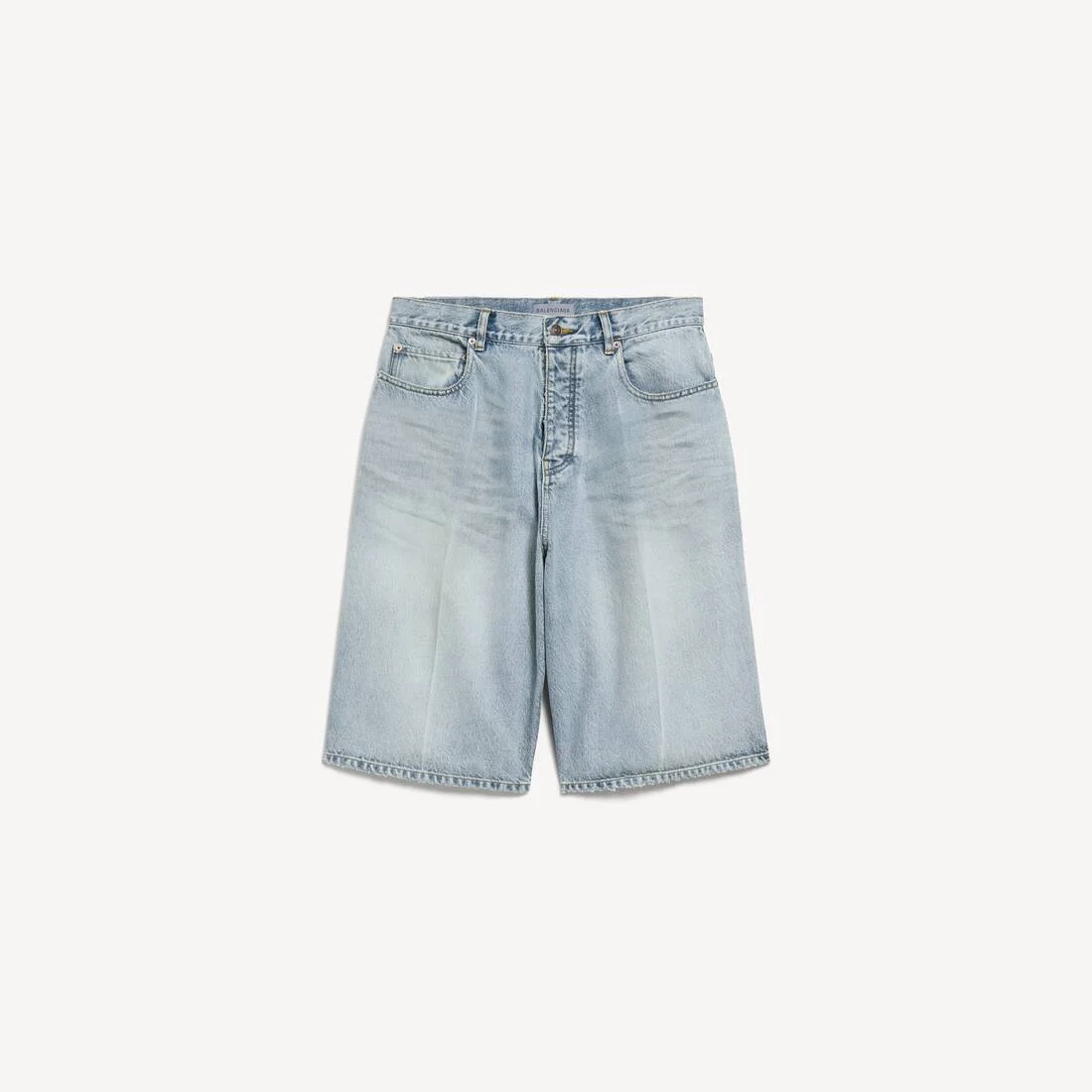 Men's Denim Stay Press Shorts in Bleach Light Bleu - 1