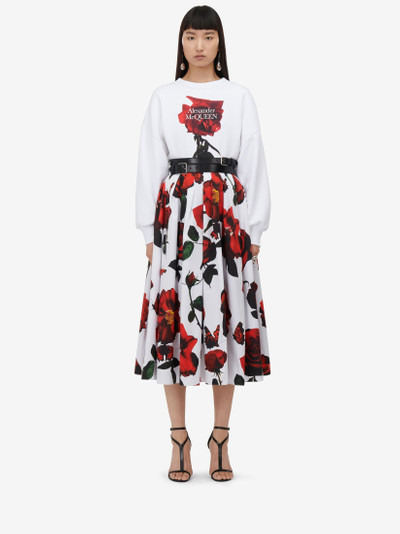 Alexander McQueen Women's Shadow Rose Cocoon Sleeve Sweatshirt in White outlook