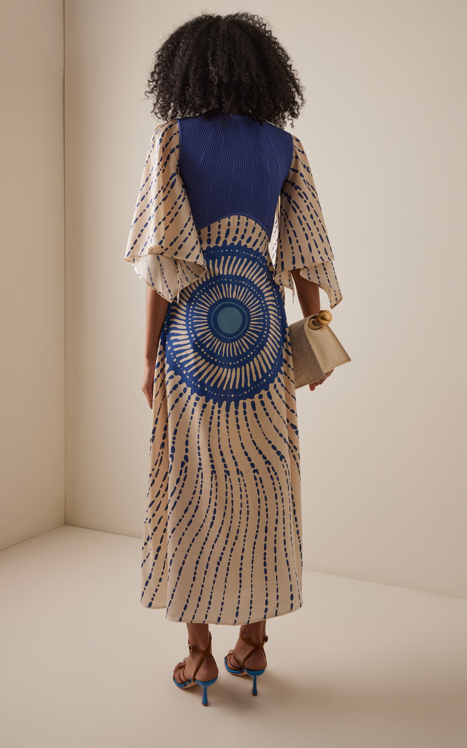 Matani Printed Satin Maxi Dress blue - 4
