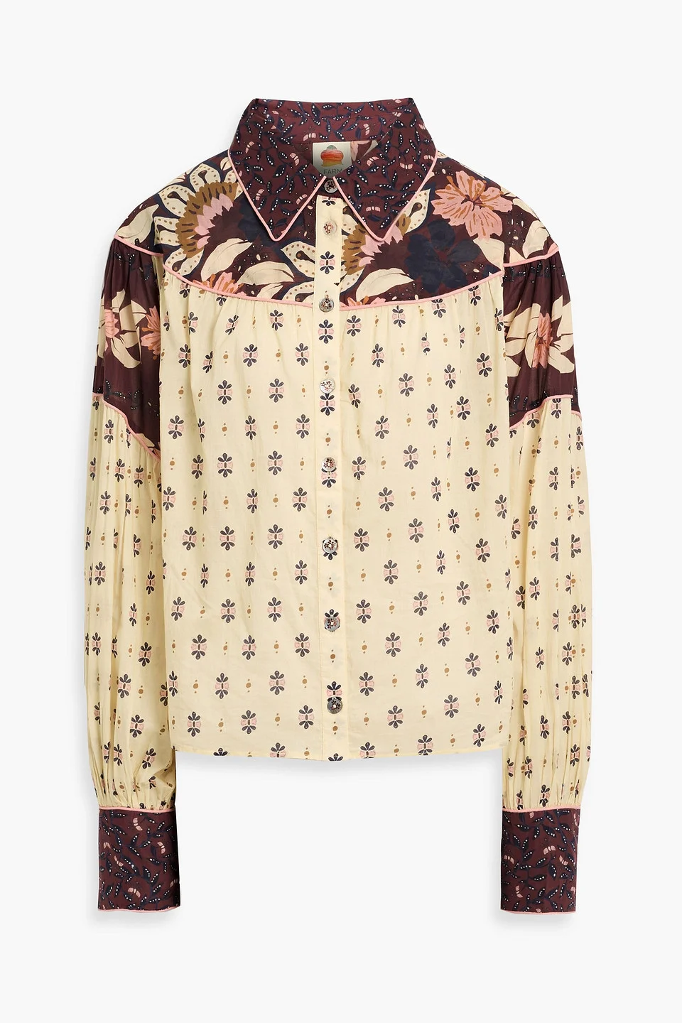 Floral-print cotton-voile blouse - 1