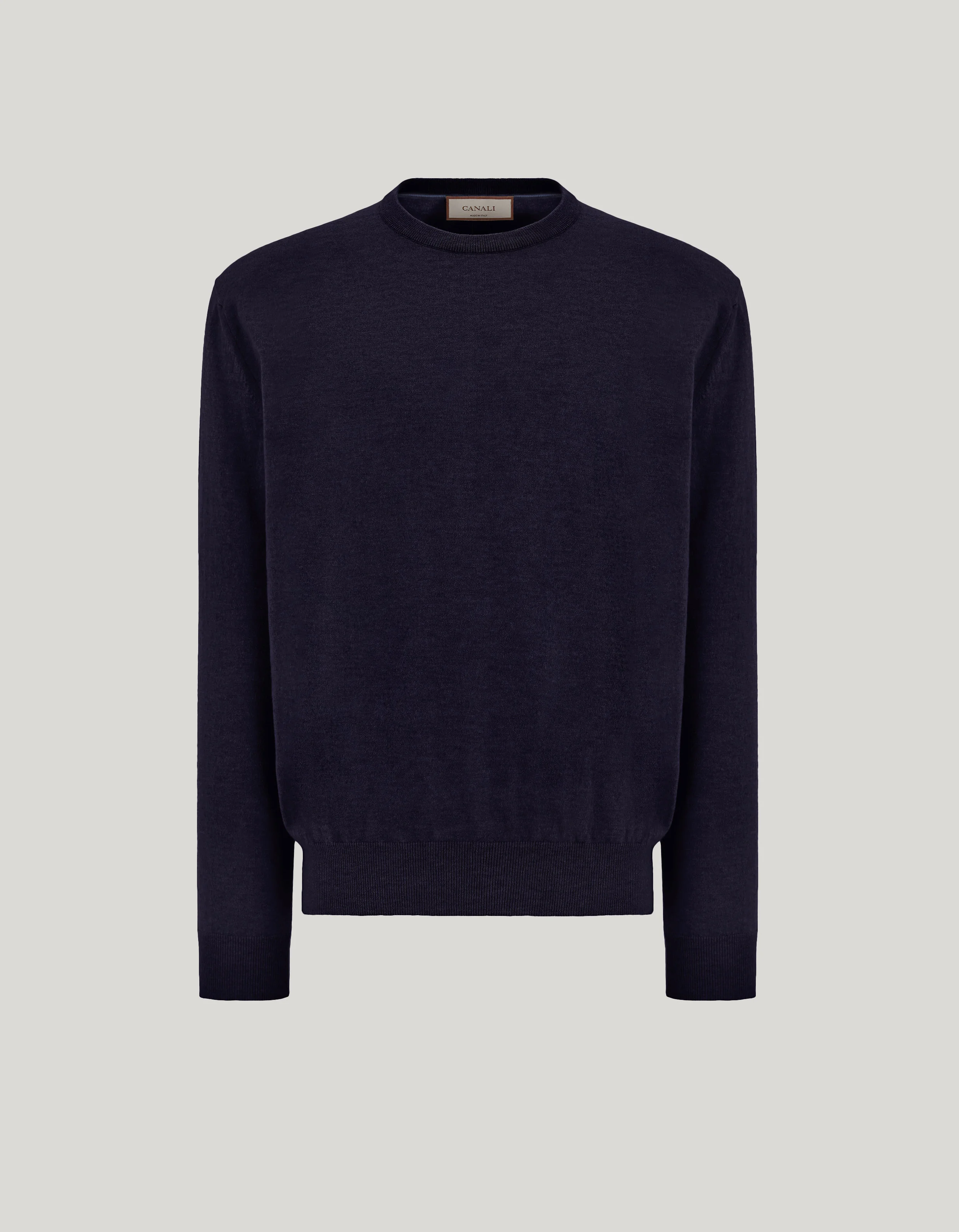NAVY BLUE CASHMERE LONG-SLEEVED CREW NECK - 1