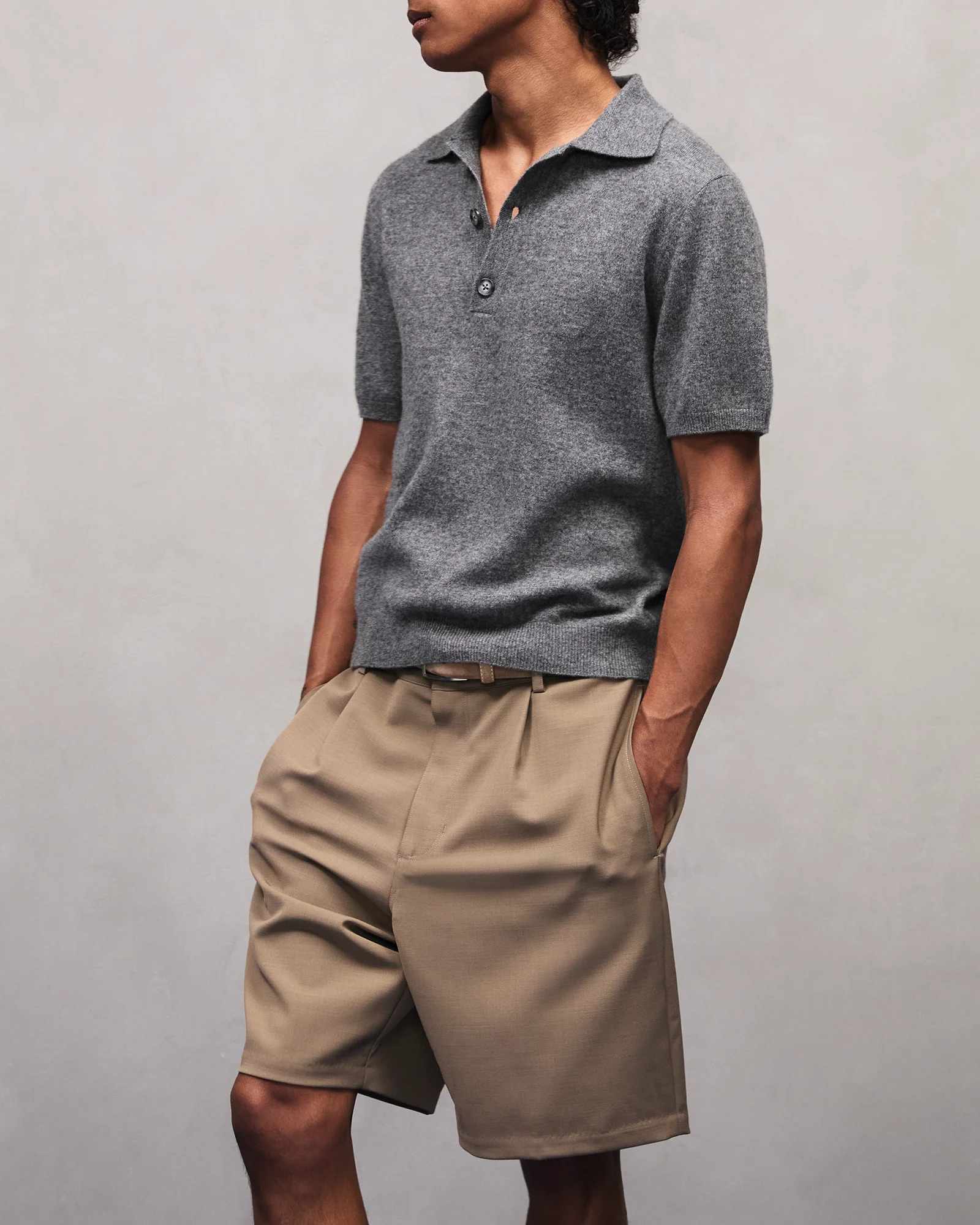 SHORT SLEEVE KNIT POLO CONCRETE - 4