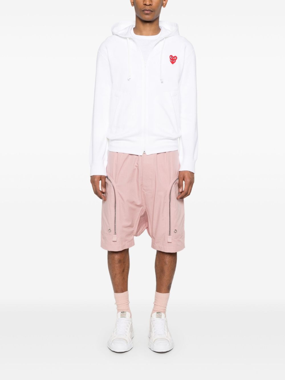 heart-patch zipped hoodie - 2