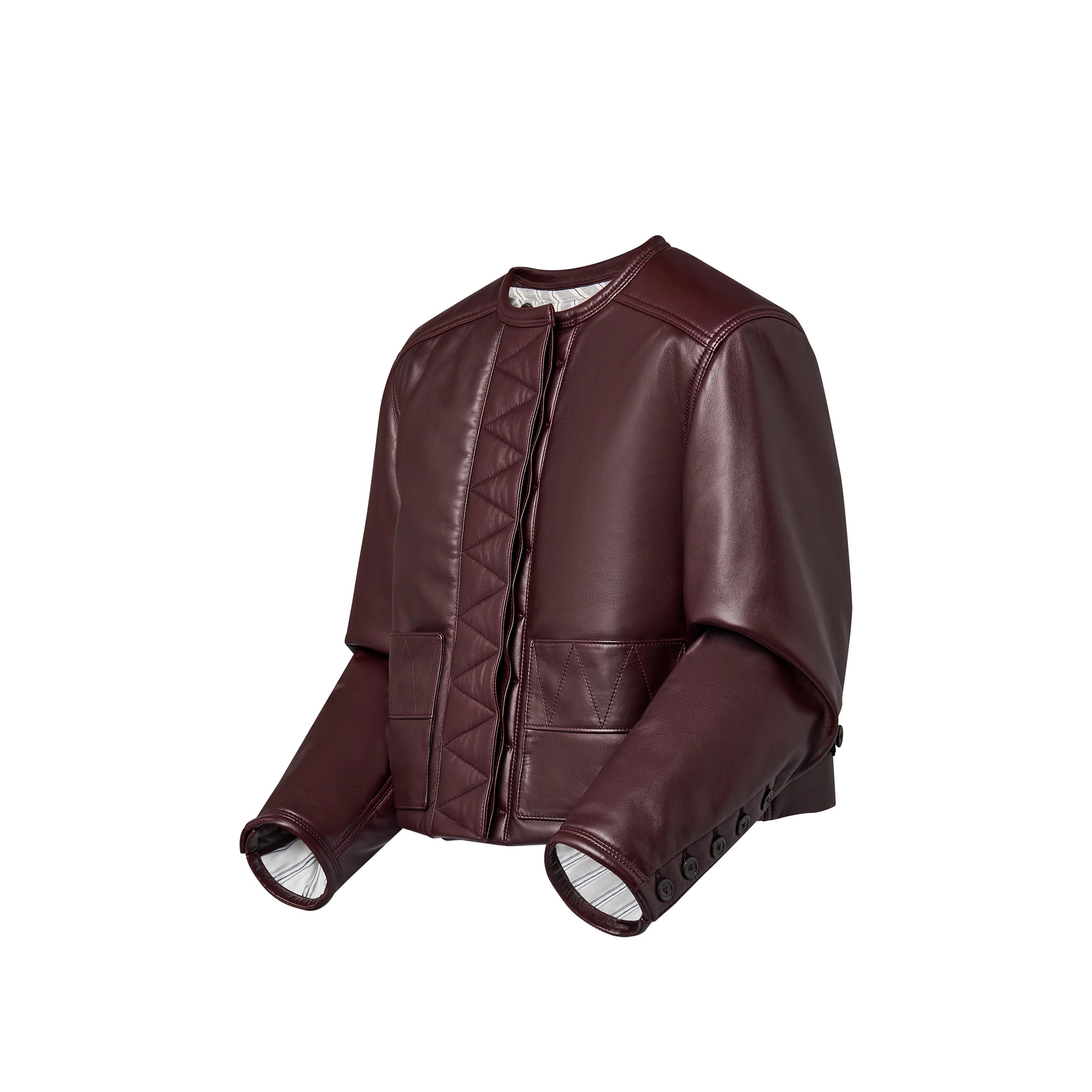 Topstitched Leather Boxy Jacket - 2