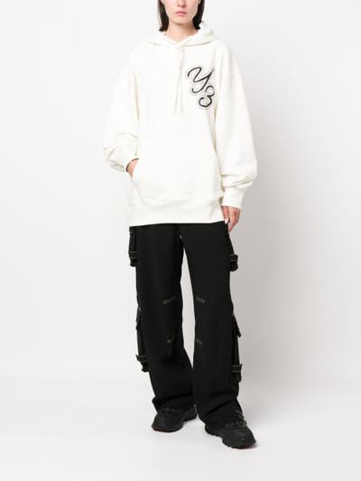 Y-3 logo-print organic cotton hoodie outlook