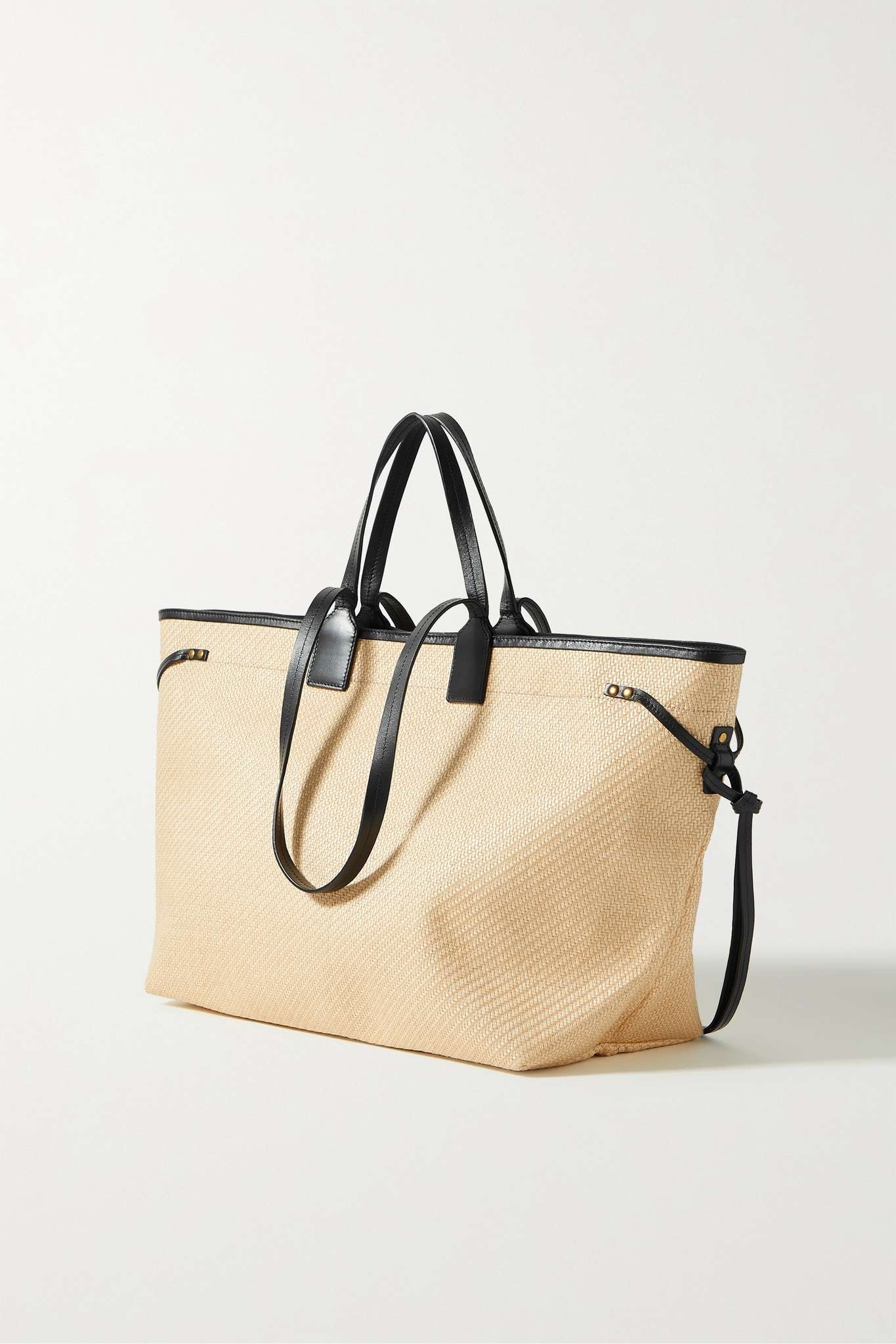 Wydra leather-trimmed embossed raffia tote - 3