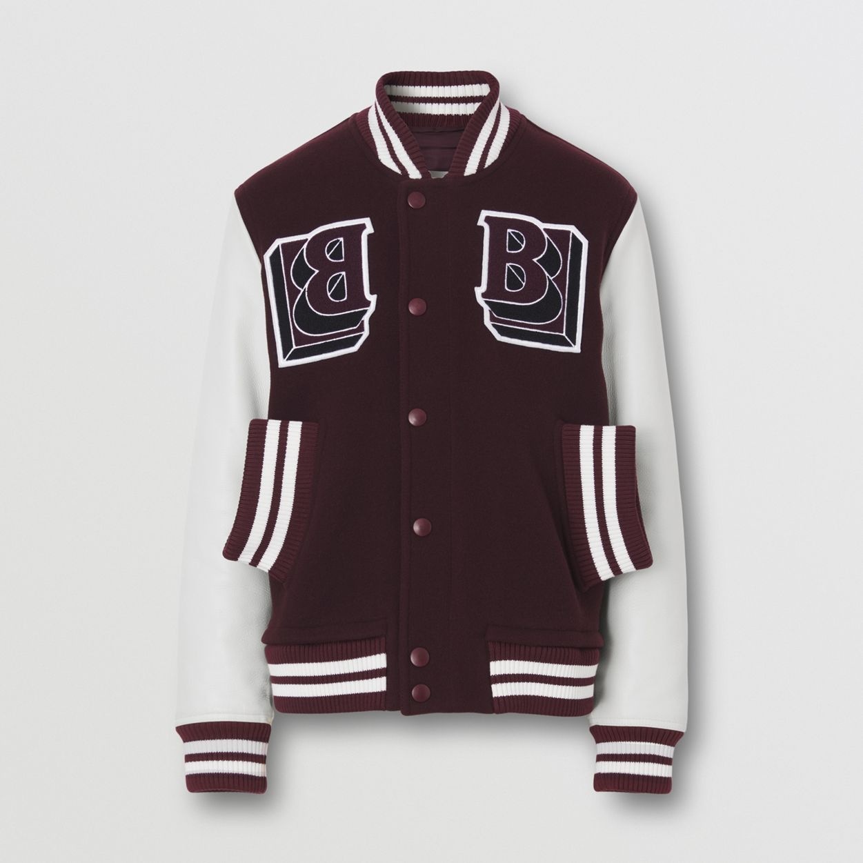 Leather Sleeve Technical Wool Varsity Jacket - 3