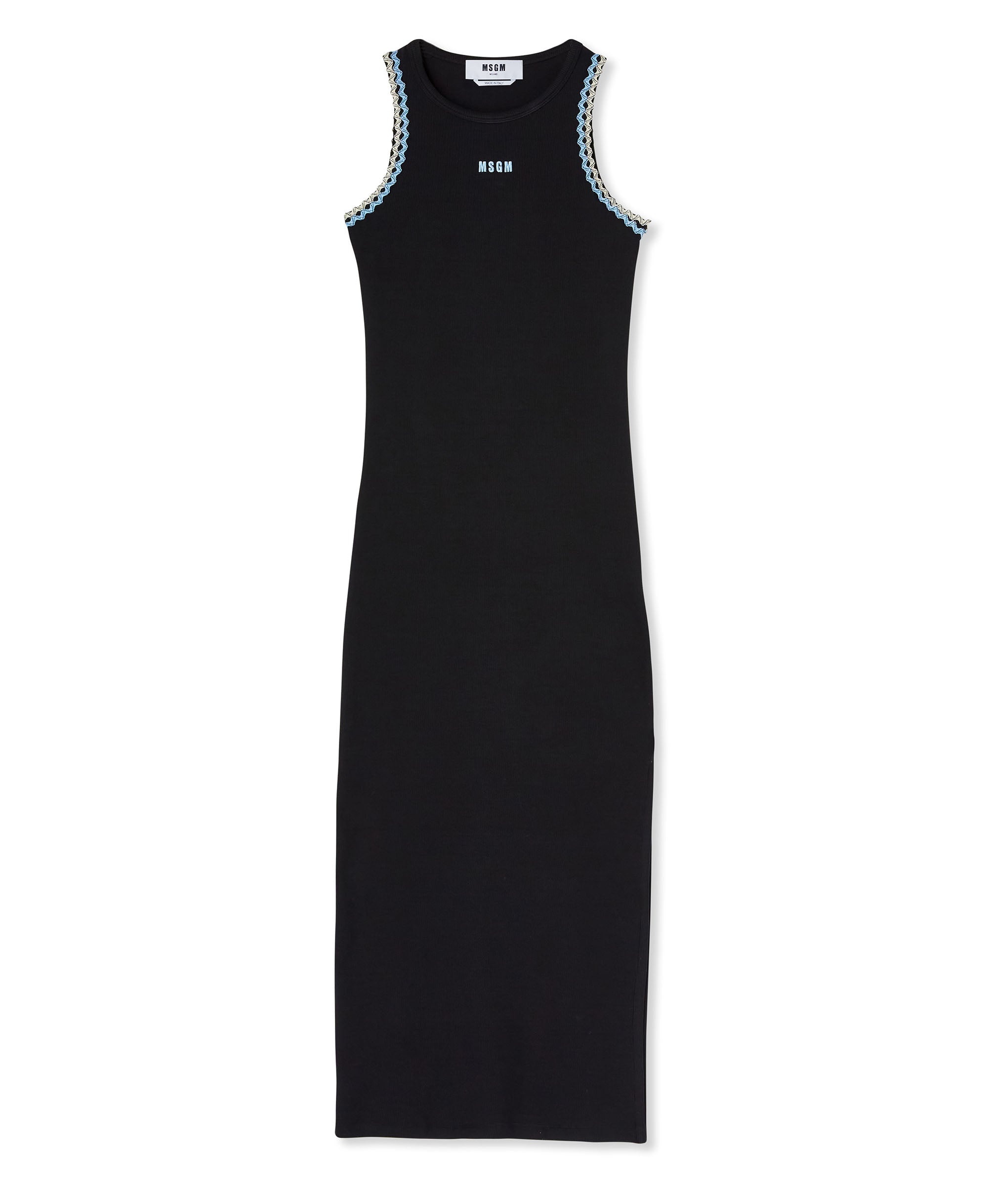 Ribbed jersey dress with applications and embroidered logo - 1