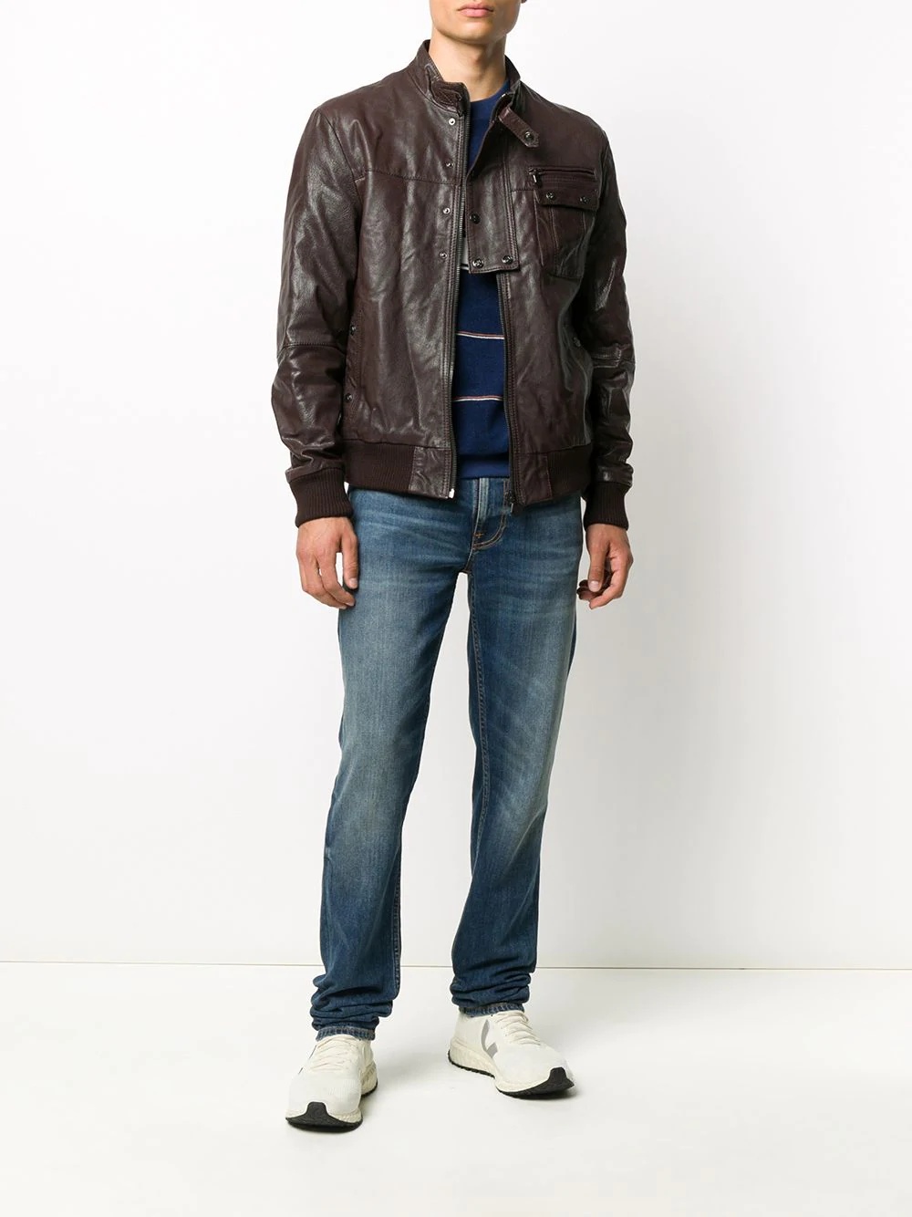 bomber style leather jacket - 2