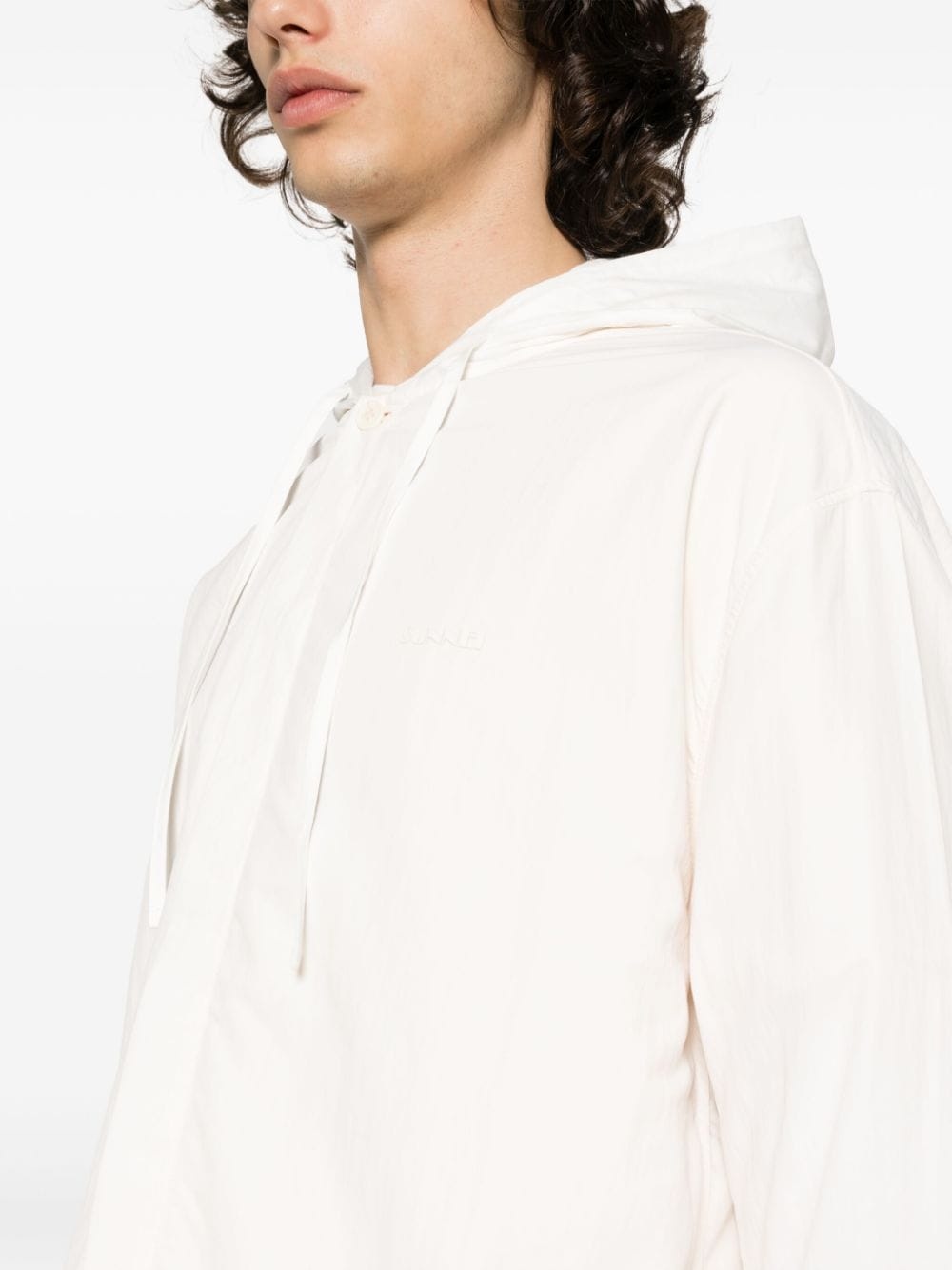 drawstring-hood cotton shirt - 5