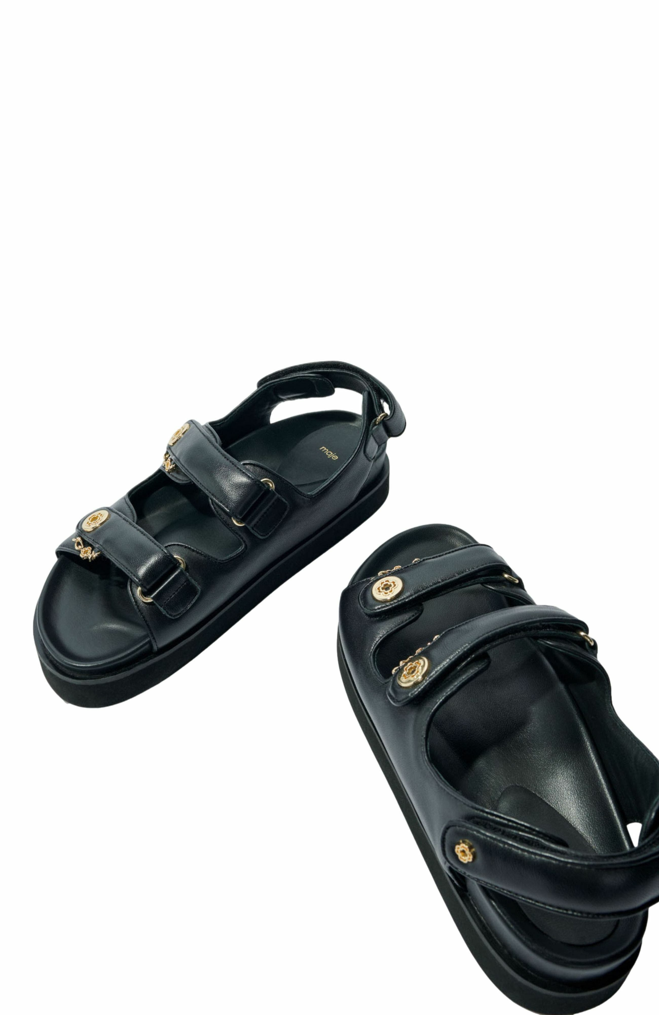 maje Flat leather sandals in Black at Nordstrom - 5