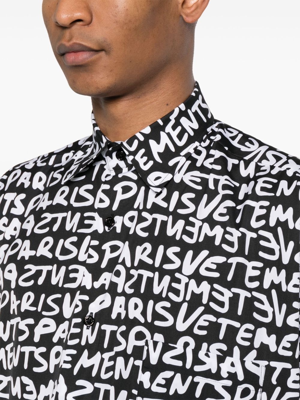 logo-print cotton shirt - 6