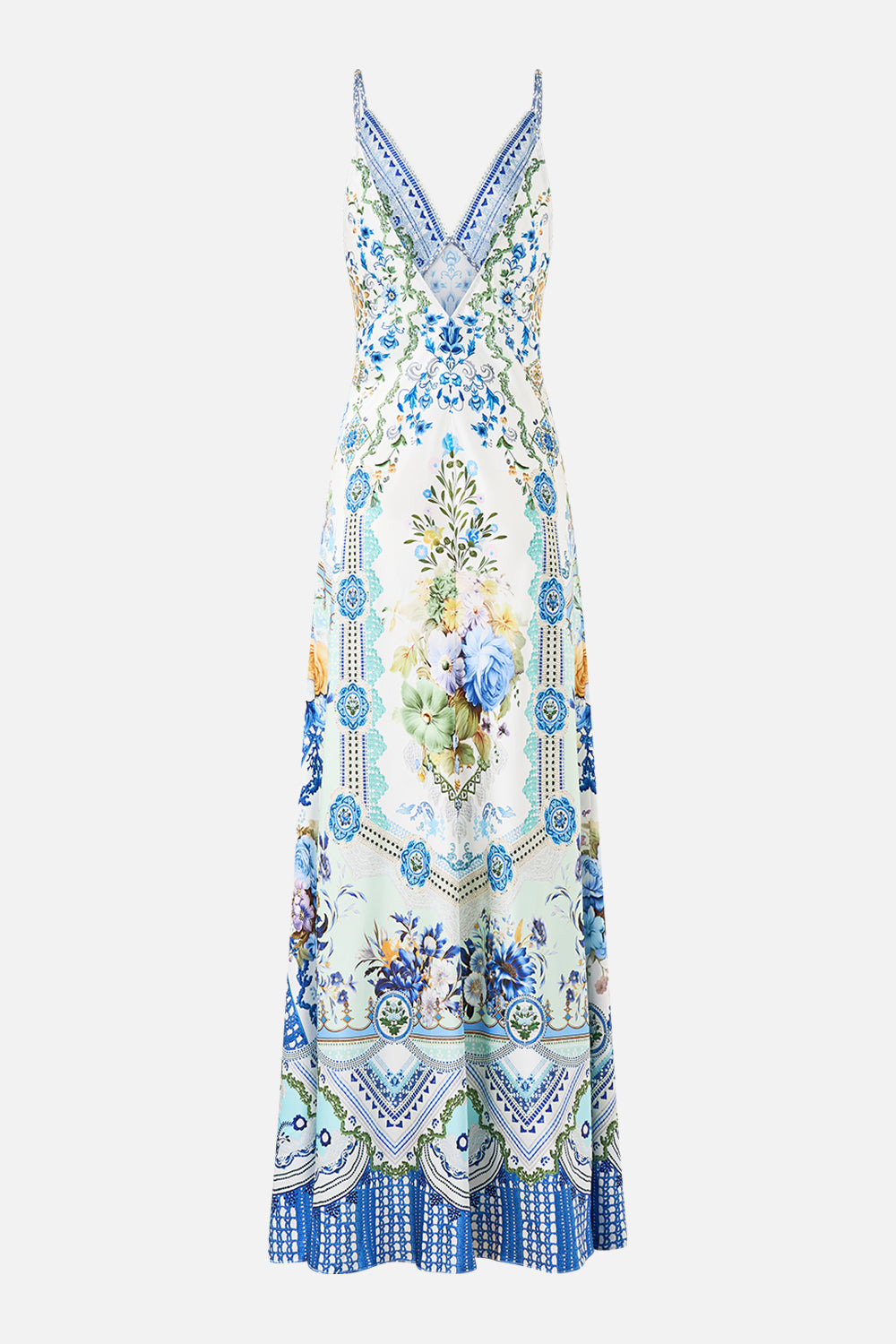 V NECK FULL LENGTH BIAS SLIP DRESS - 2