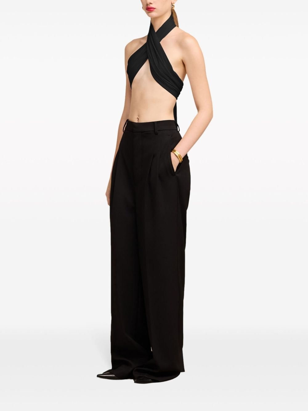 sash silk cropped top - 3