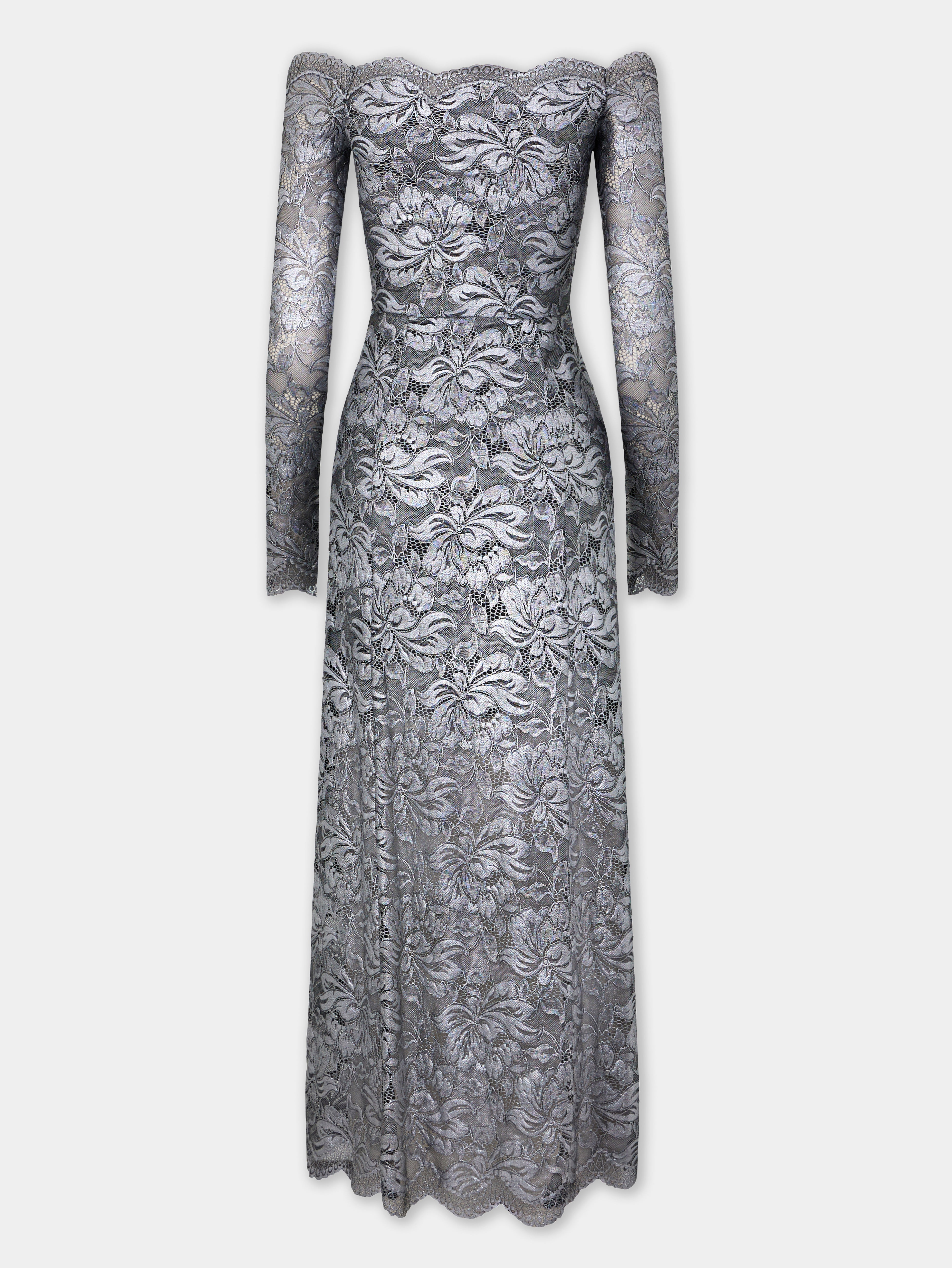 SILVER LONG DRESS IN LACE - 6
