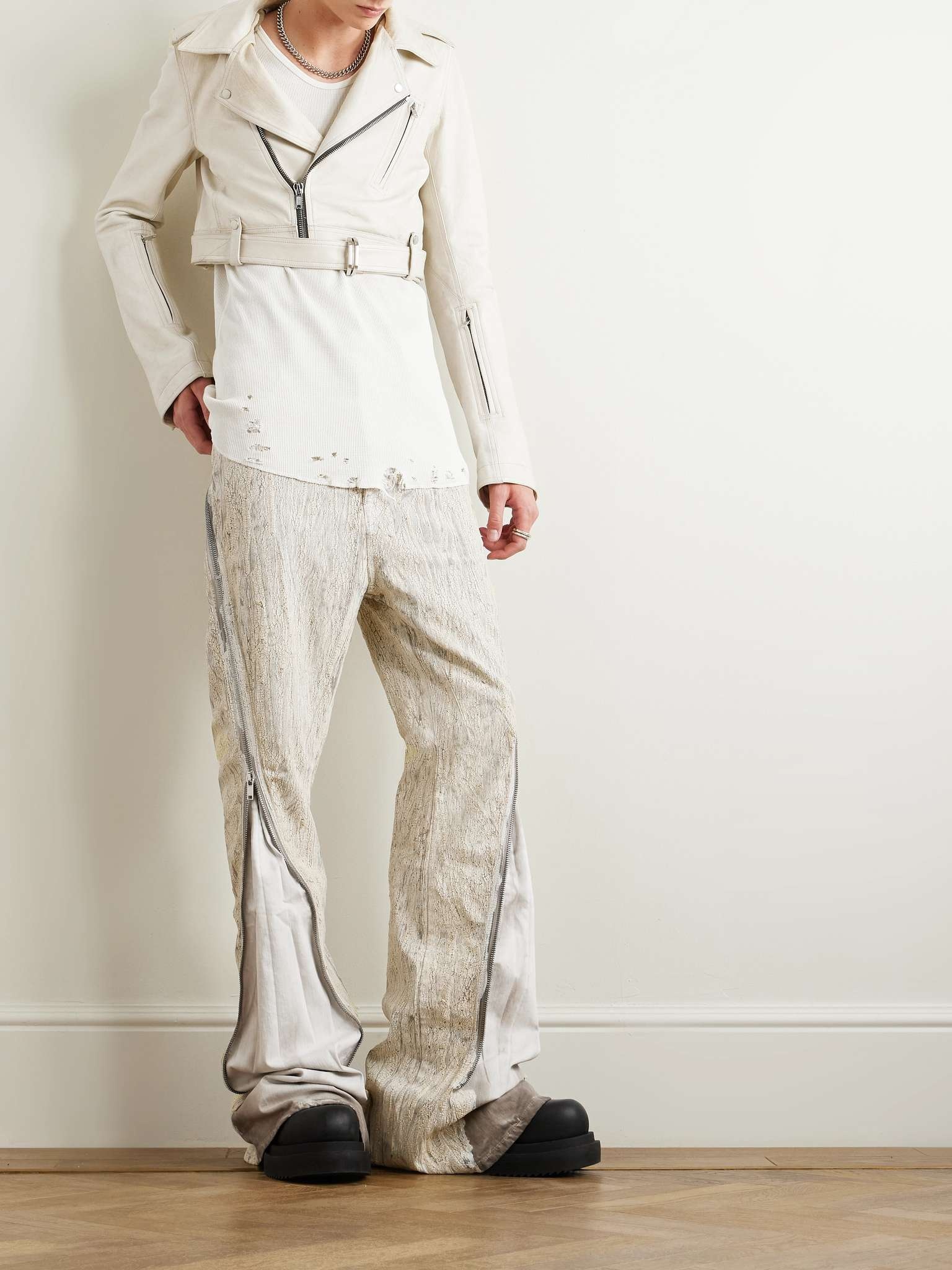 Belted Cropped Leather Jacket - 2
