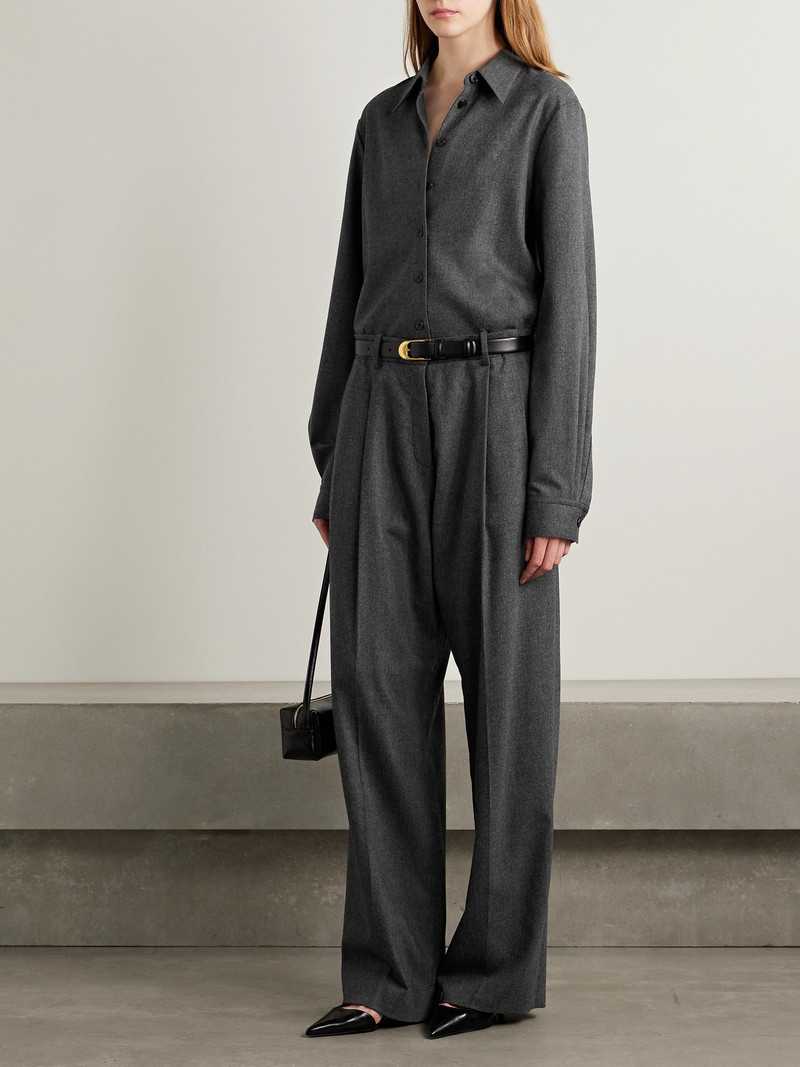 KHAITE August Pleated Wool Straight-leg Pants outlook