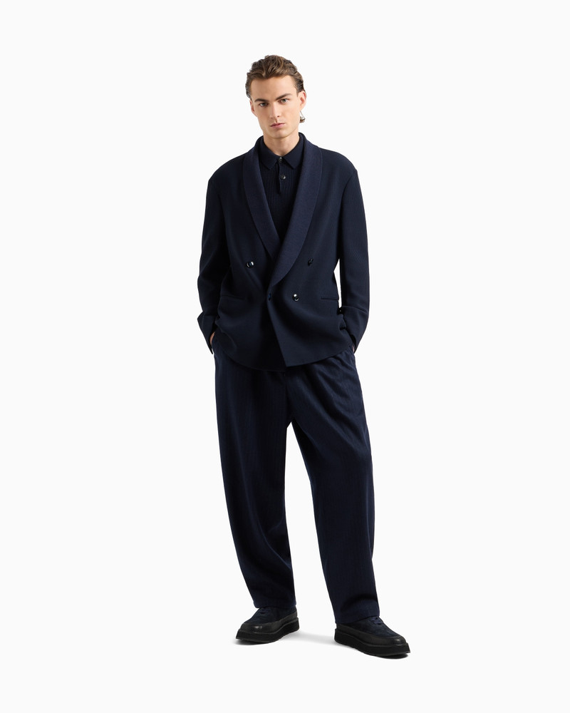 DOUBLE-BREASTED JACKET IN VIRGIN WOOL AND CANNETÉ VISCOSE 2