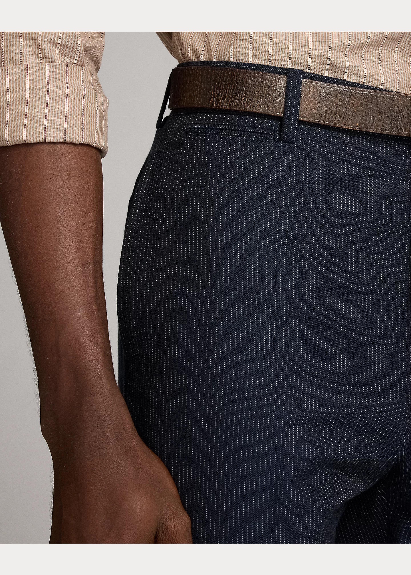 Slim Striped Herringbone Suit Trouser - 5