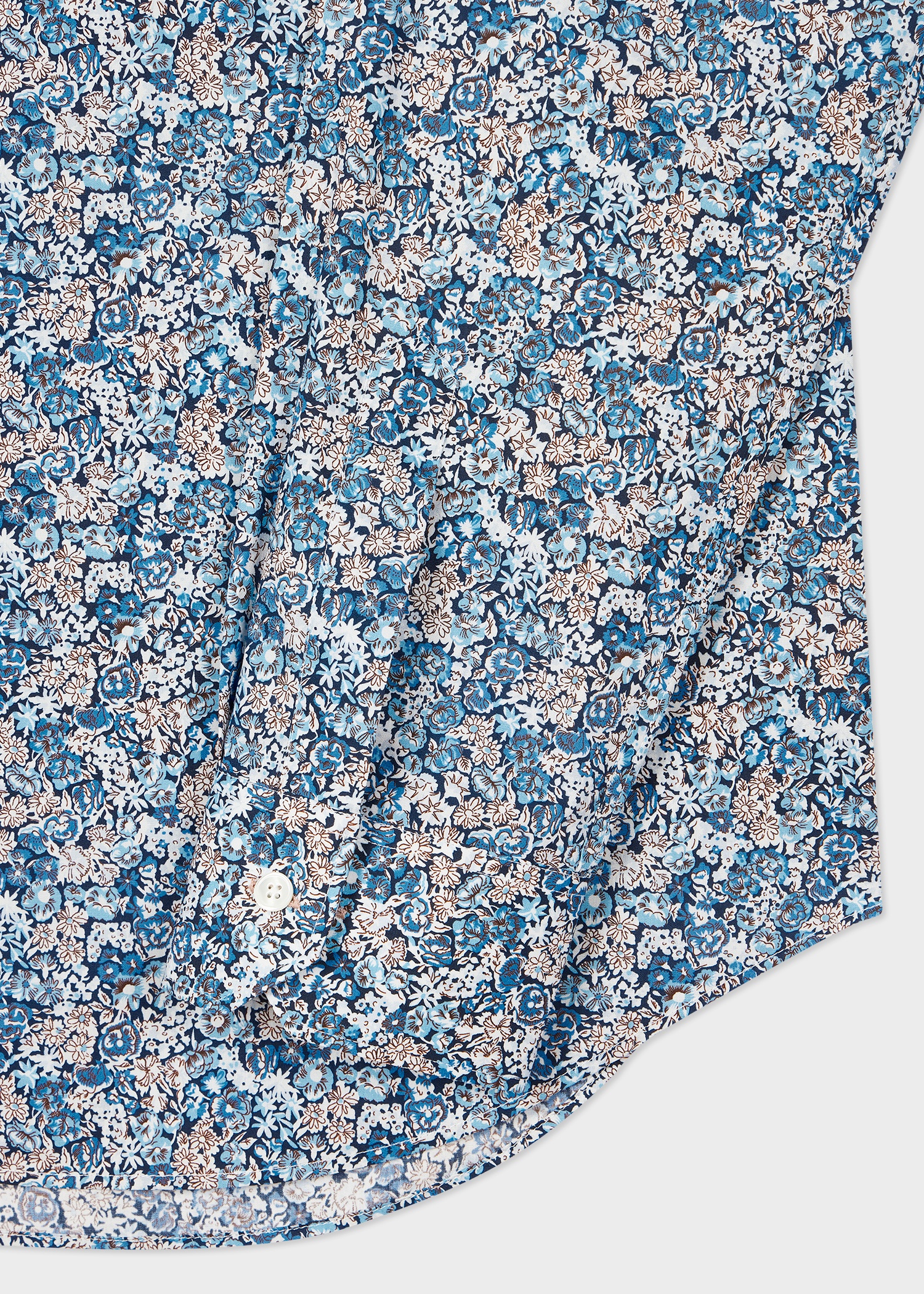 Blue Floral Tailored-Fit Cotton Shirt - 2