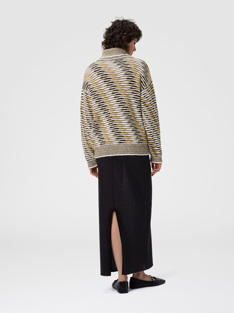 Oversized High-Neck Sweater with Flame Pattern 3