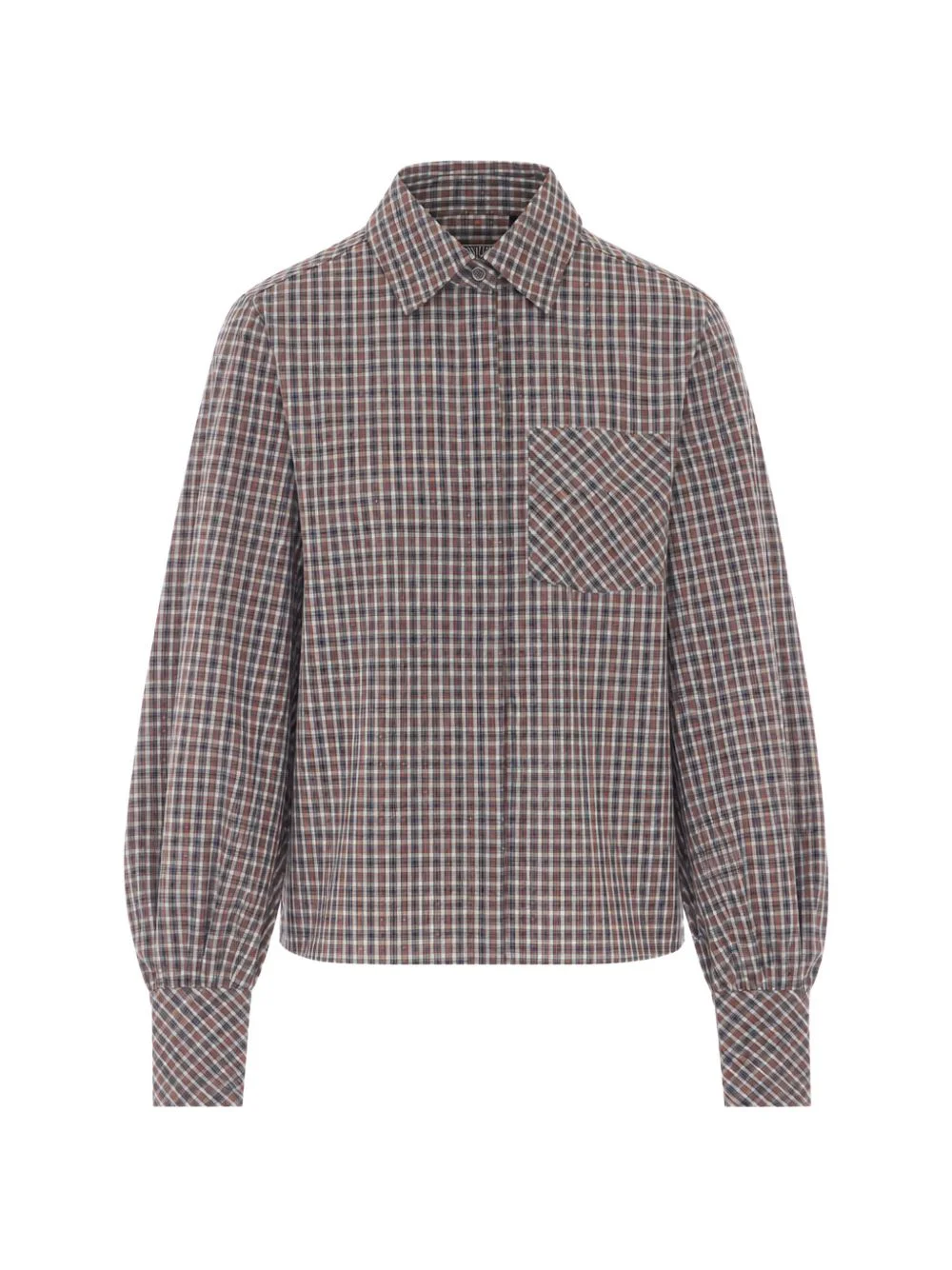 crystal-embellished checked shirt - 1