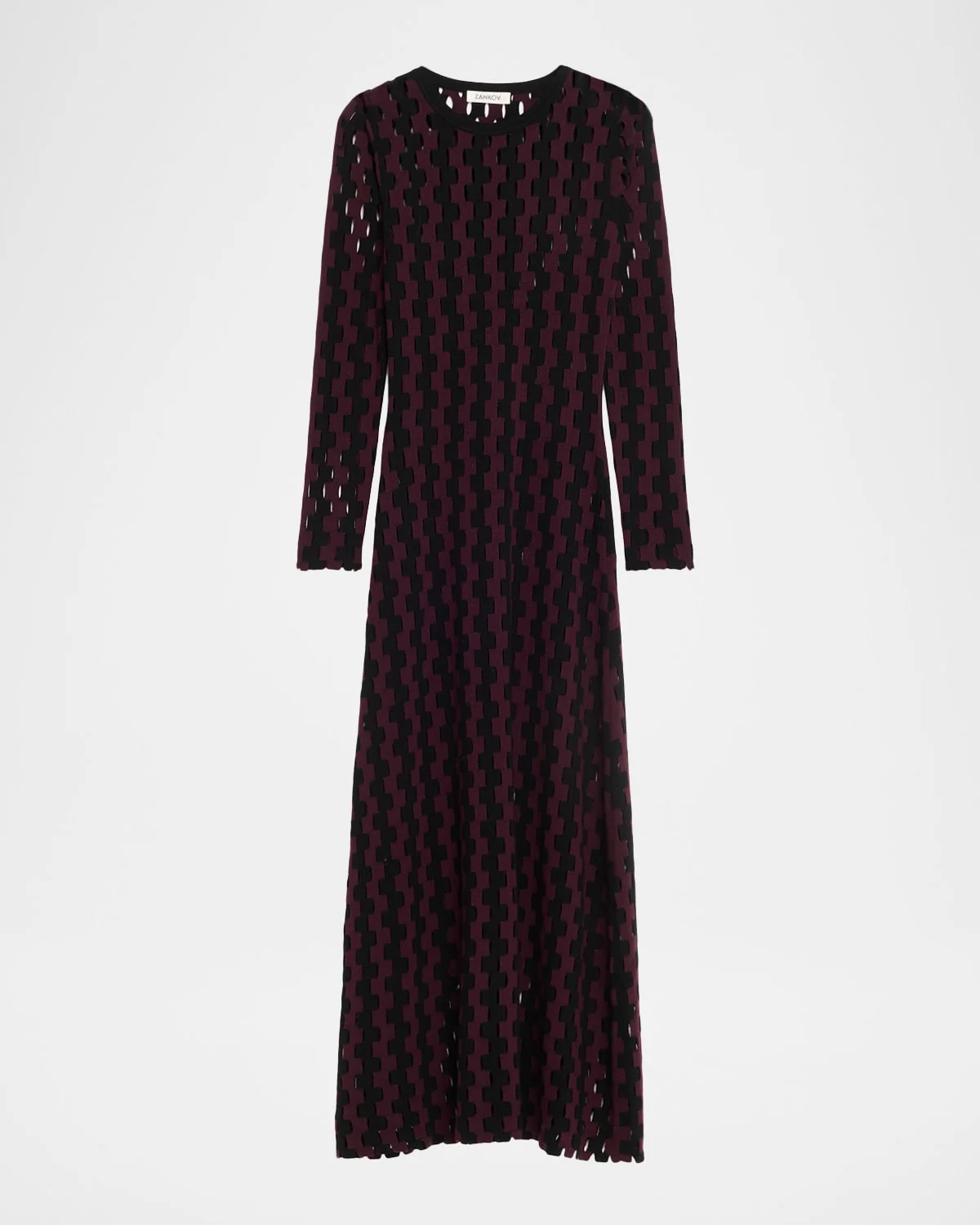 Natalie Two-Tone Open-Knit Long Sleeve Maxi Dress - 1