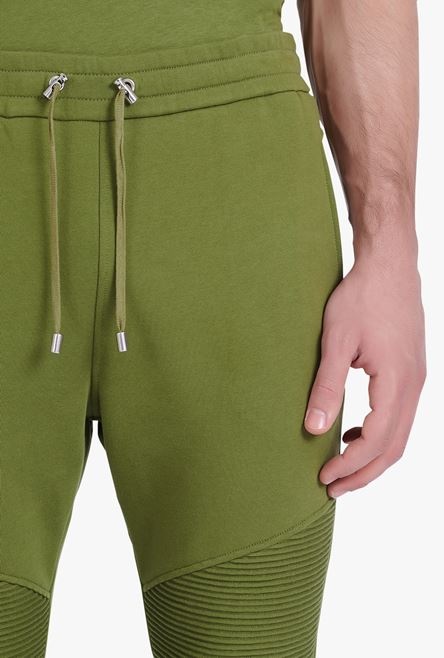 Khaki eco-designed cotton sweatpants with white Balmain Paris logo - 6