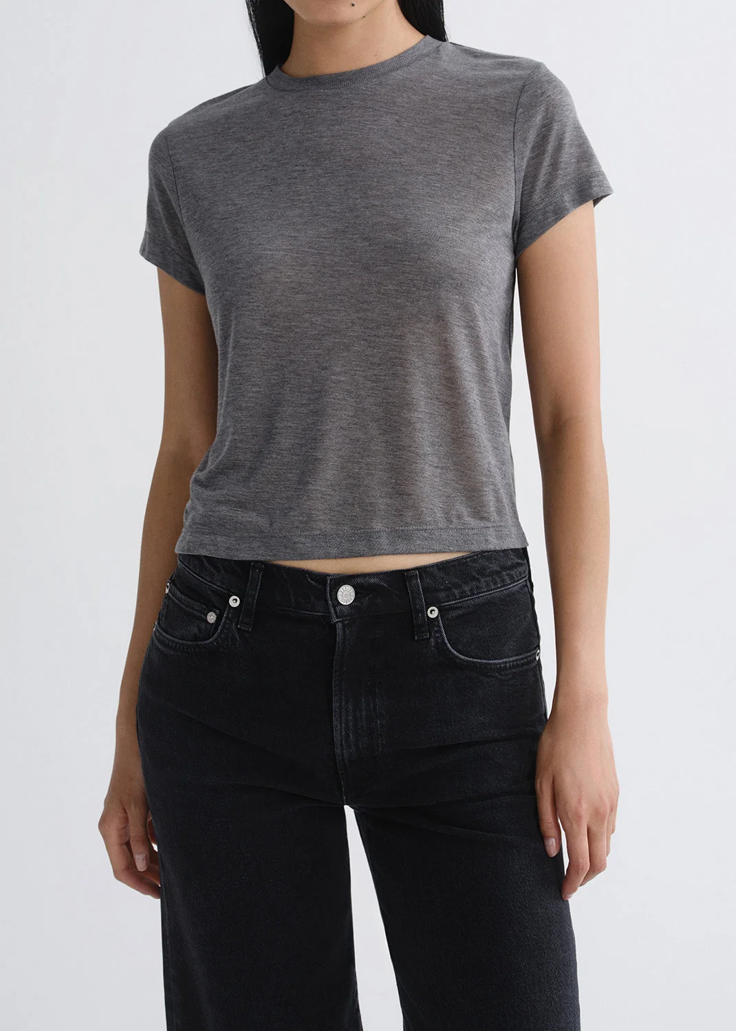ADINE SHRUNKEN TEE (TENCEL JERSEY) IN GREY HEATHER - 1