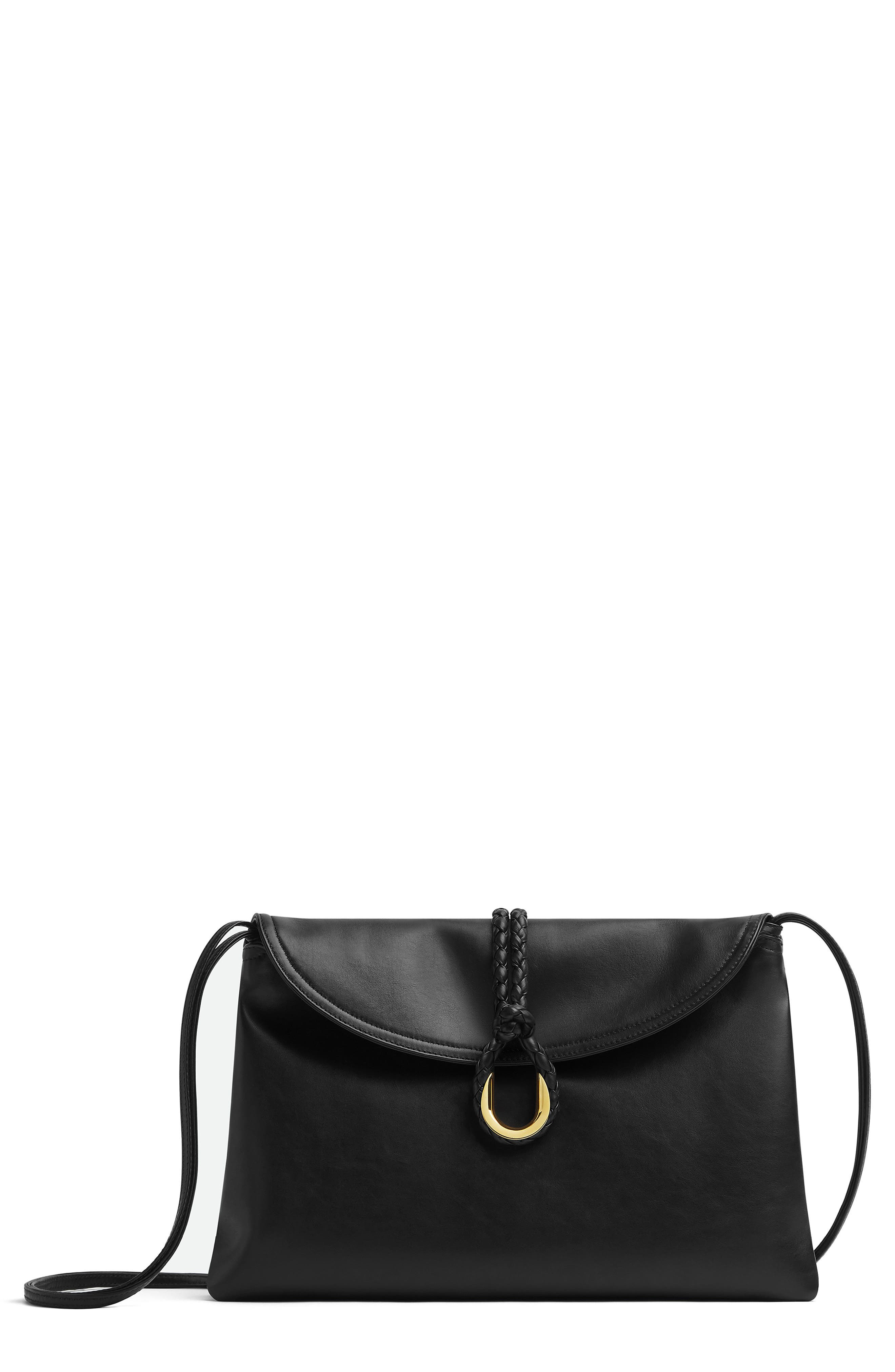 Bottega Veneta Medium Liberta Leather Shoulder Bag in Black-M Brass at Nordstrom - 1
