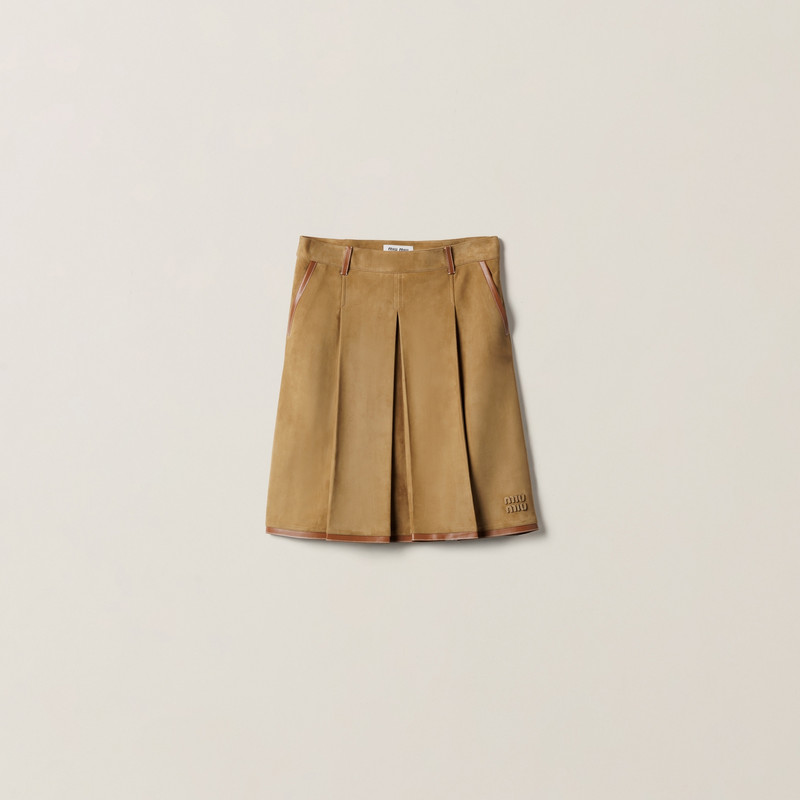 Pleated suede skirt 1