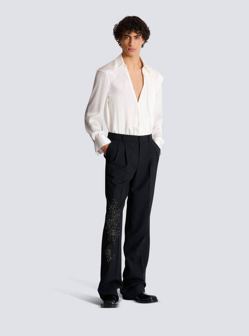 Pleated wool trousers with Sand Effect embroidery 3