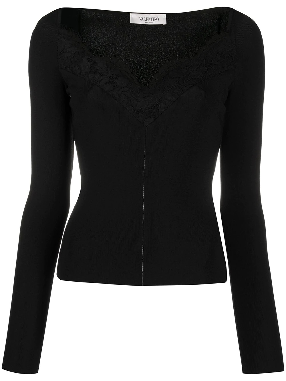 lace-trim fitted jumper - 1