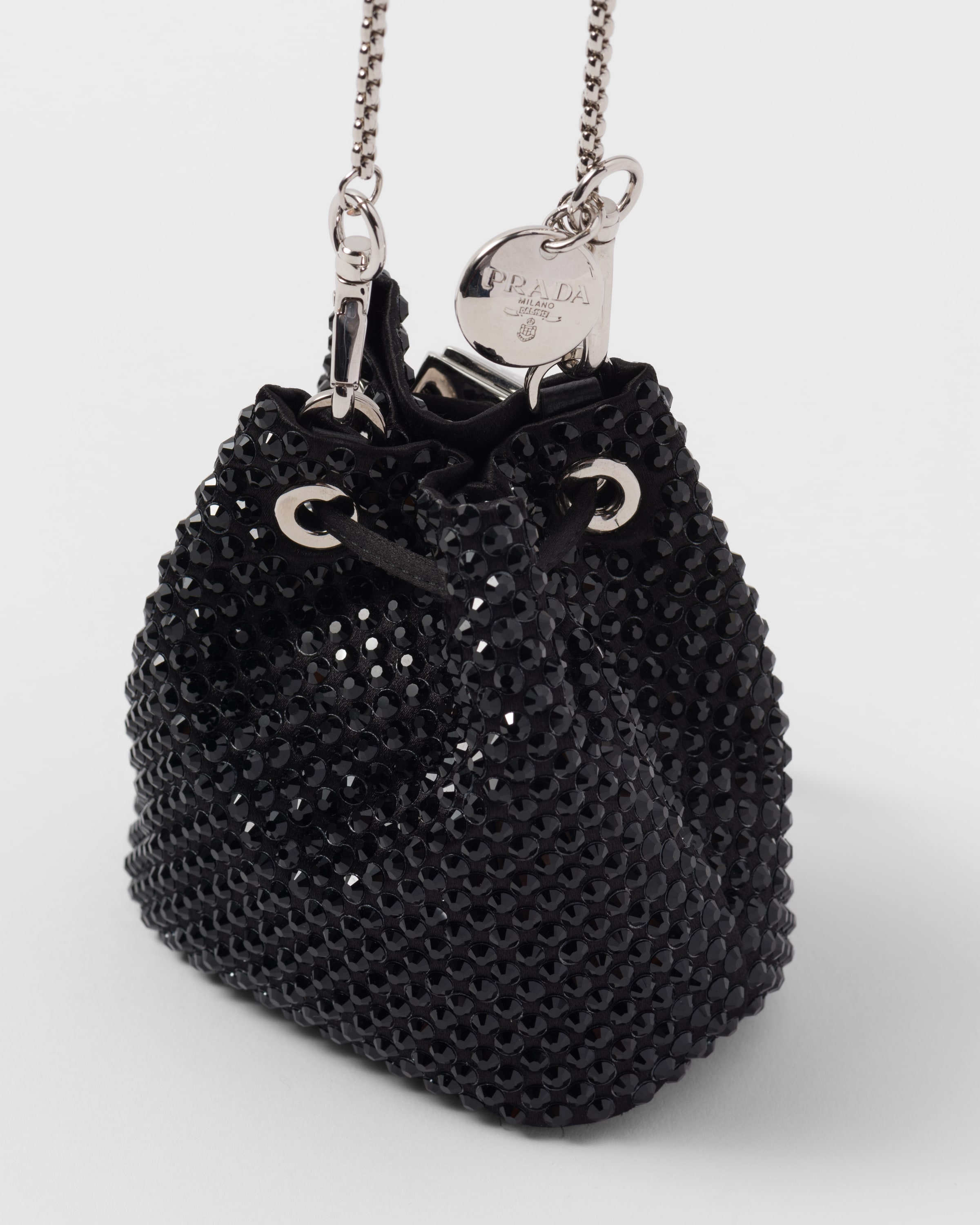 Satin mini-pouch with synthetic crystals - 4