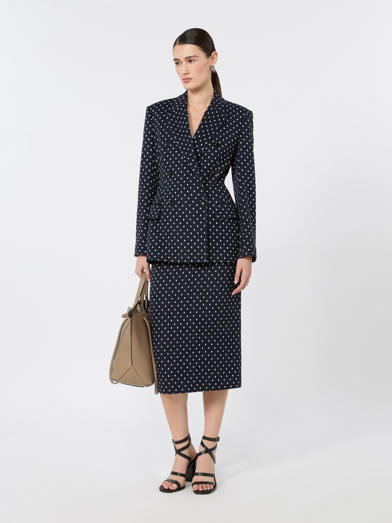 Max Mara VALVOLA Double-breasted polka dot jersey blazer - ULTRAMARINE outlook