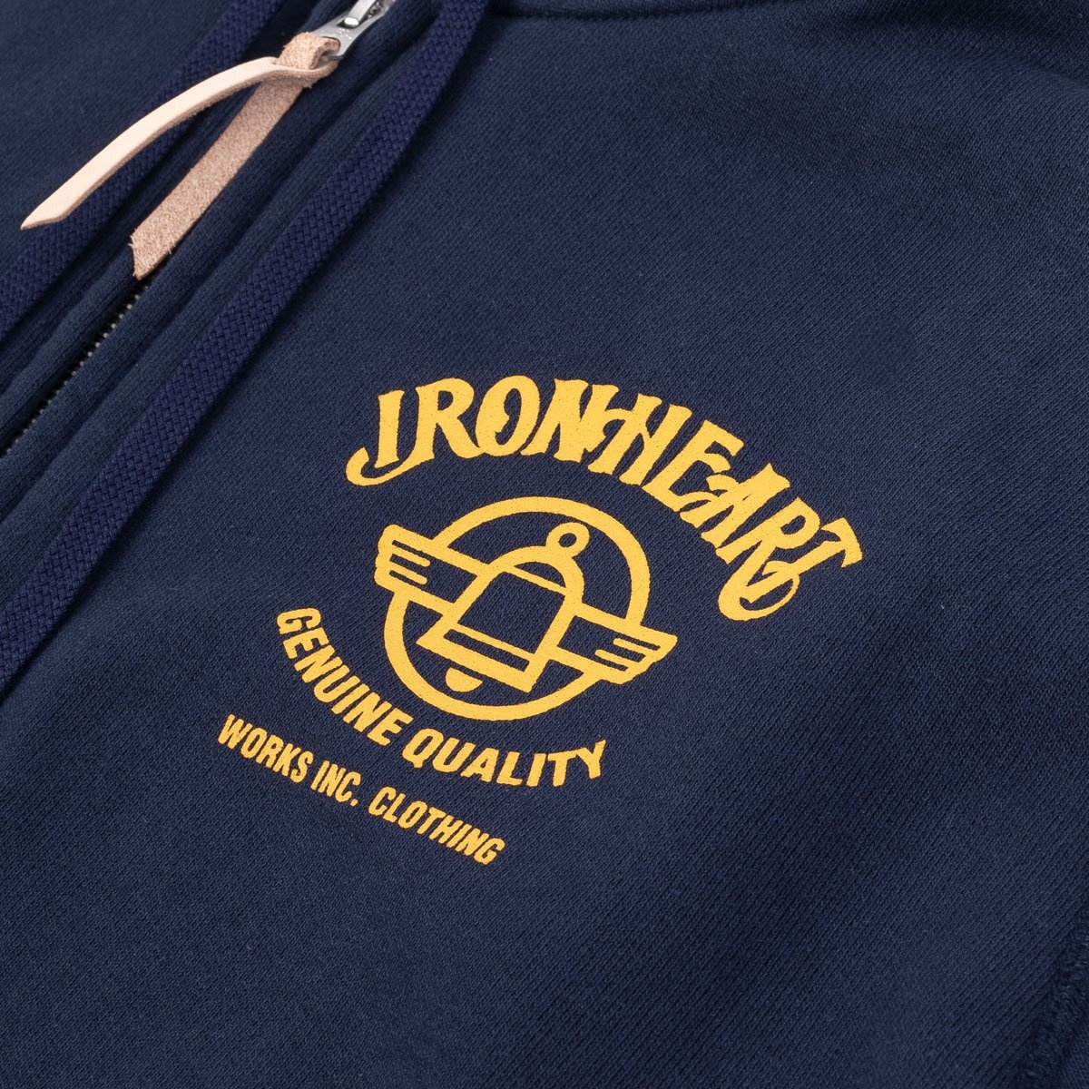 IHSW-58-NAV Printed 14oz Ultra Heavyweight Loopwheel Cotton Zippered Hoodie - Navy - 8