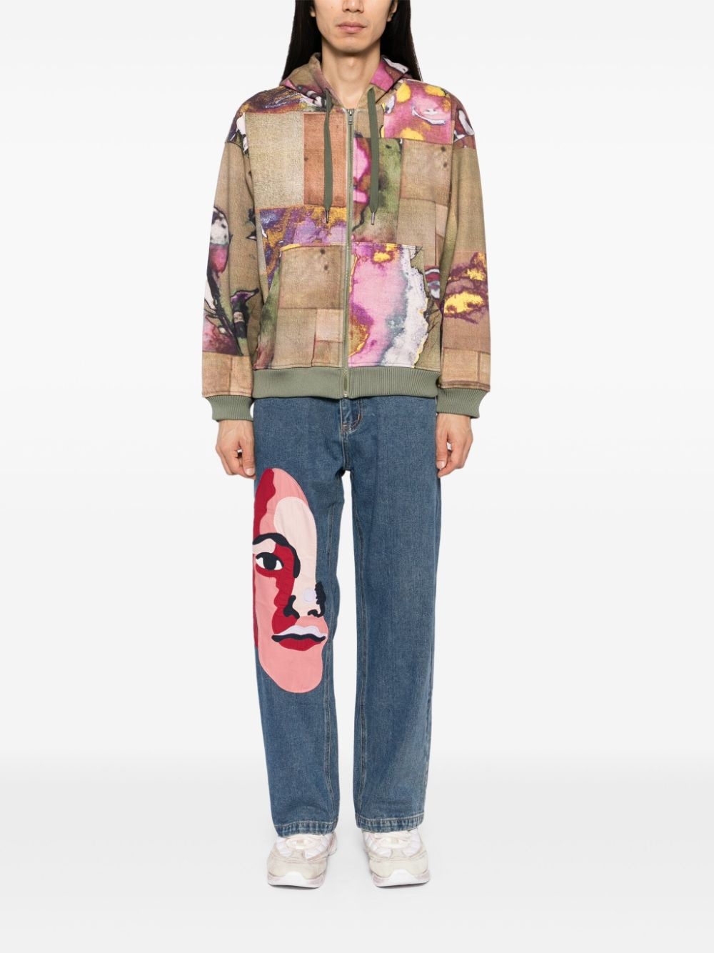 Faces Collage hooded jacket - 2