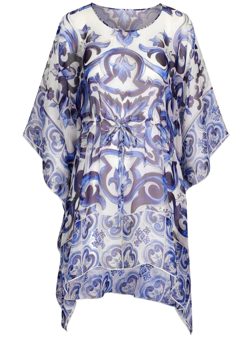 Majolica-print silk kaftan dress - 1