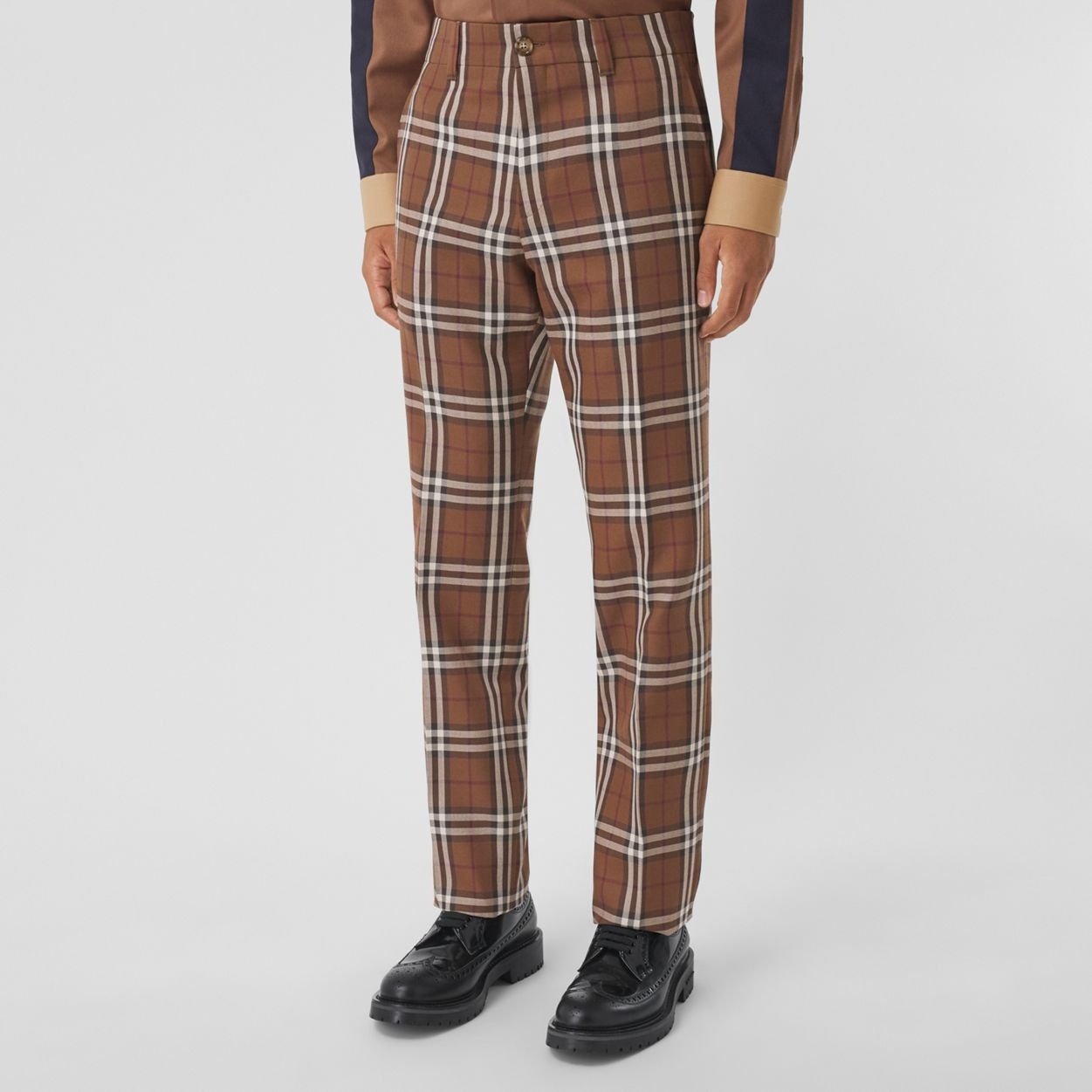 Check Wool Cropped Tailored Trousers - 5