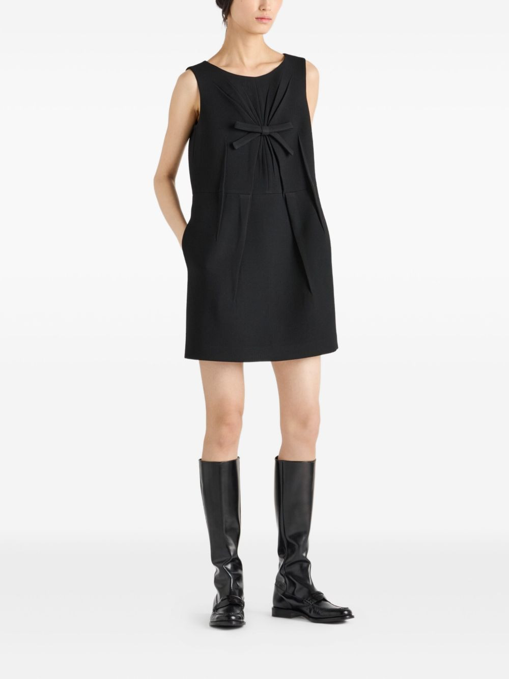 bow-detail pleated mini dress - 2