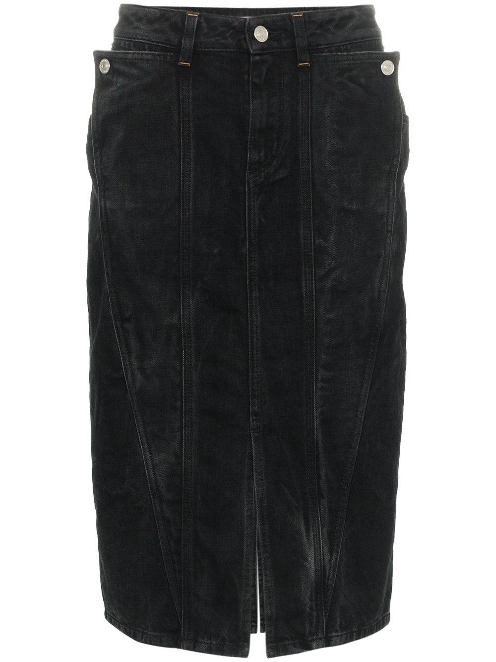 high waisted fitted denim skirt - 1