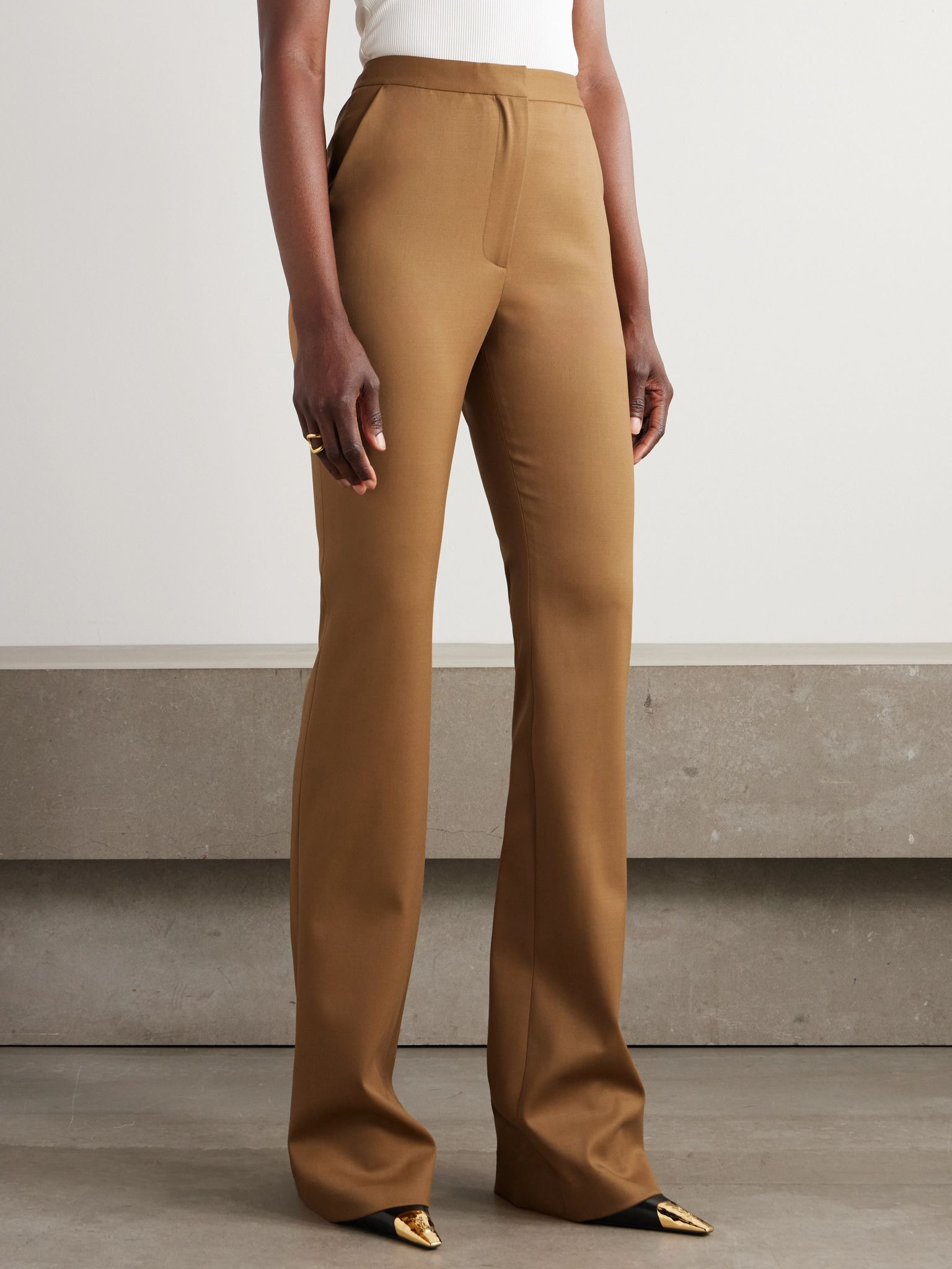 Sonny stretch-wool flared pants Tan - 3