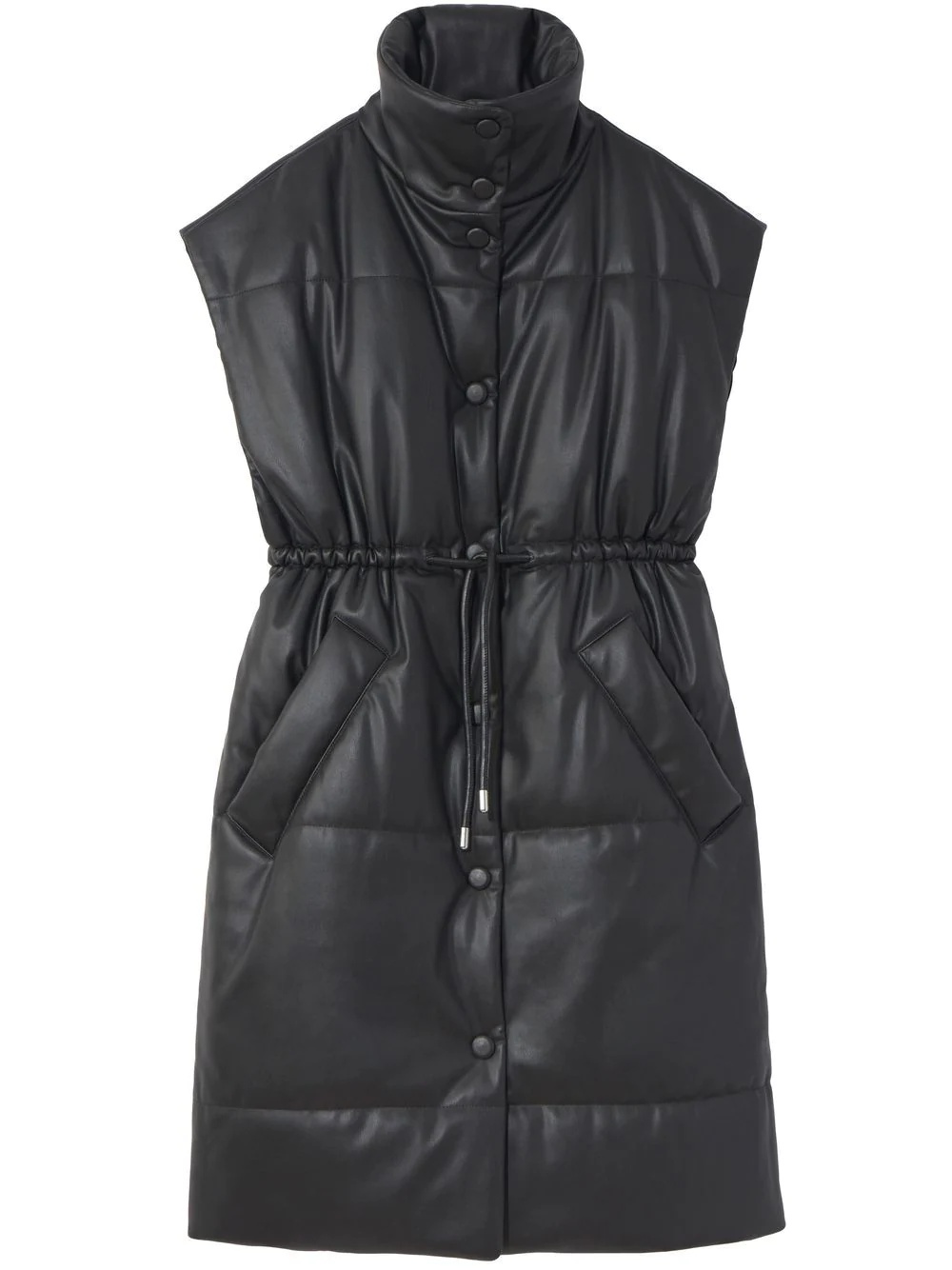padded faux-leather gilet - 1
