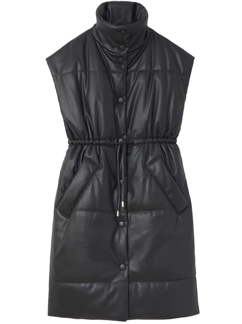 padded faux-leather gilet 1
