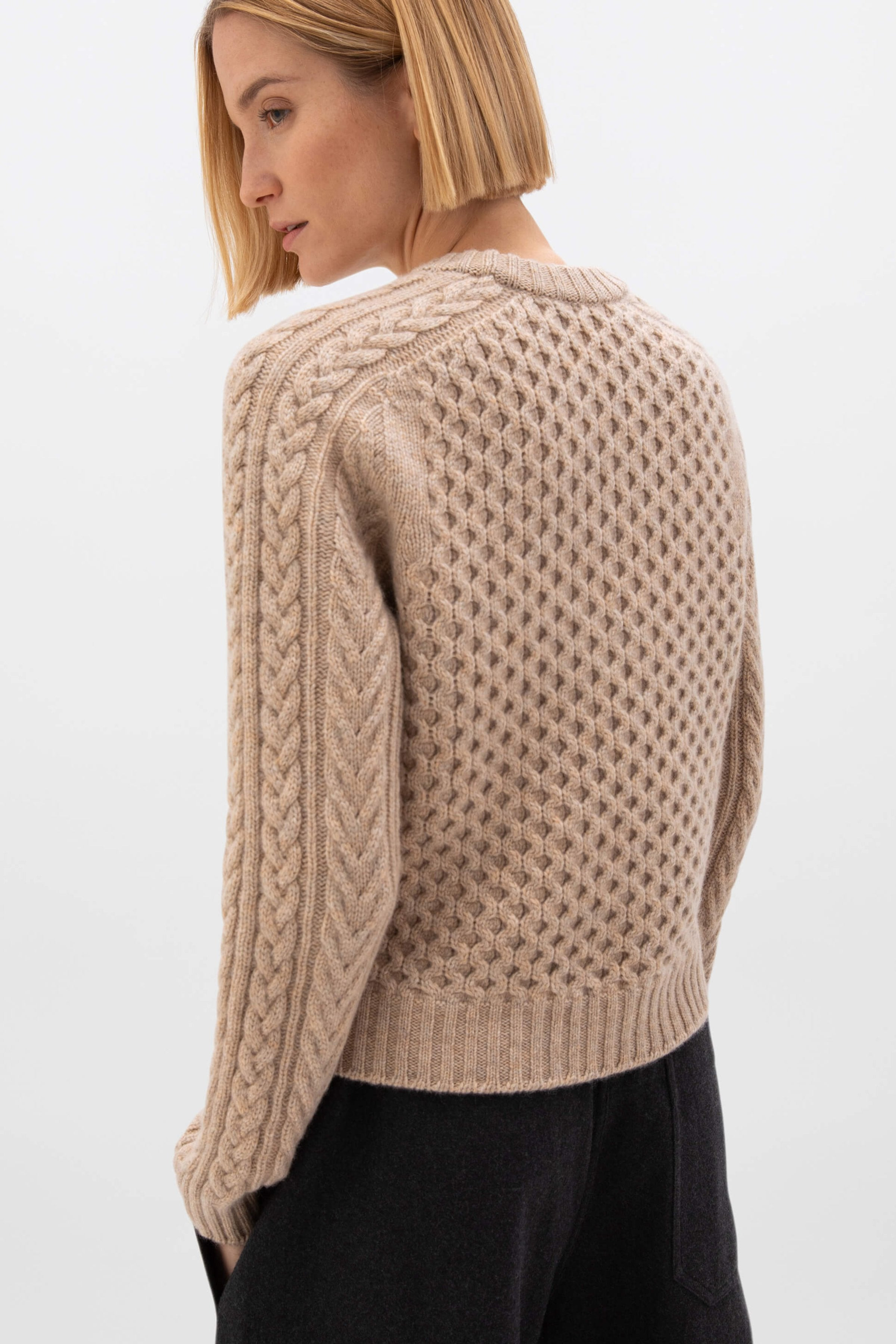Aran Cable Natural Cashmere Jumper - 3