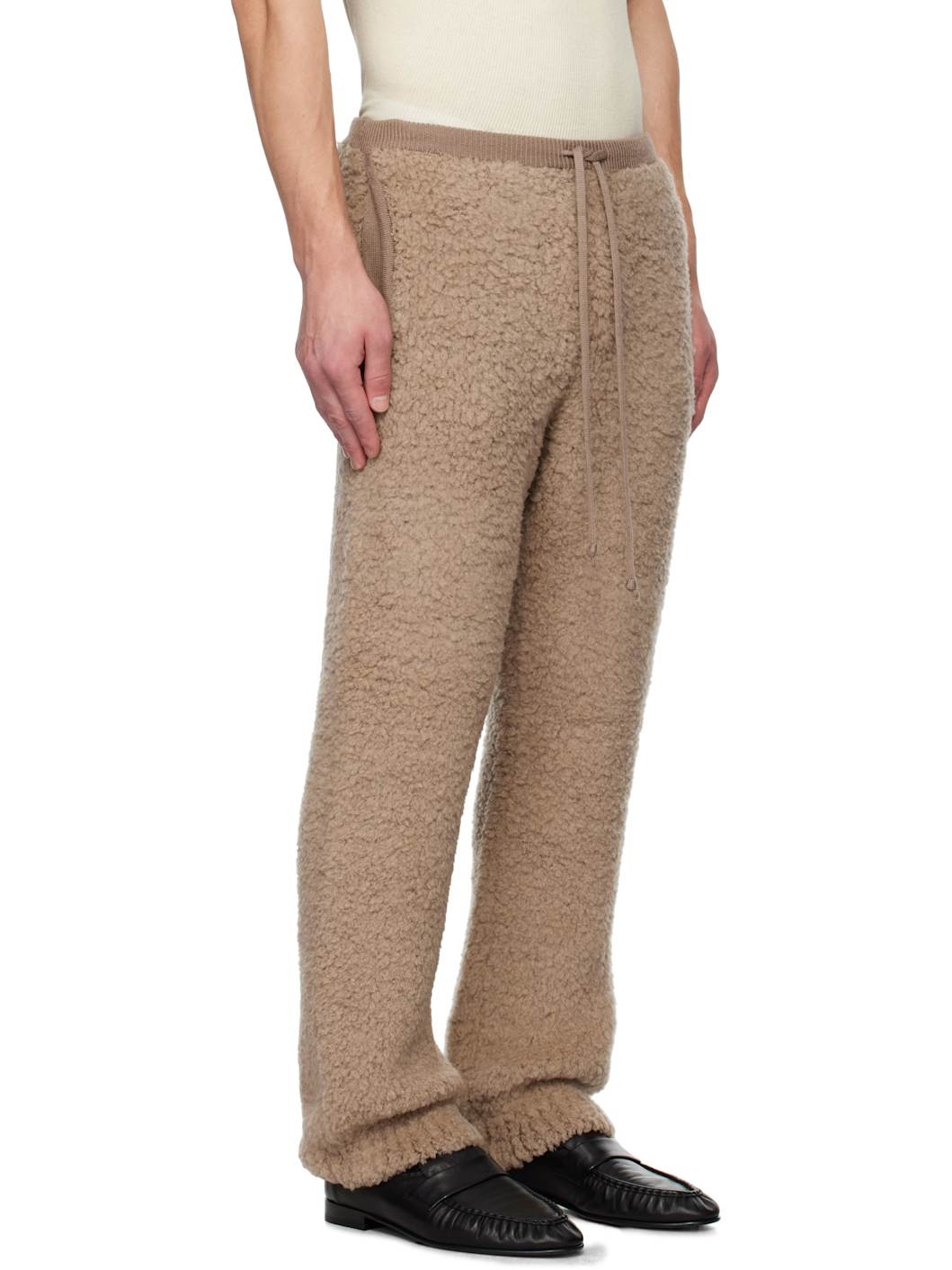 Beige Merino Wool Boa Knit Sweatpants - 2